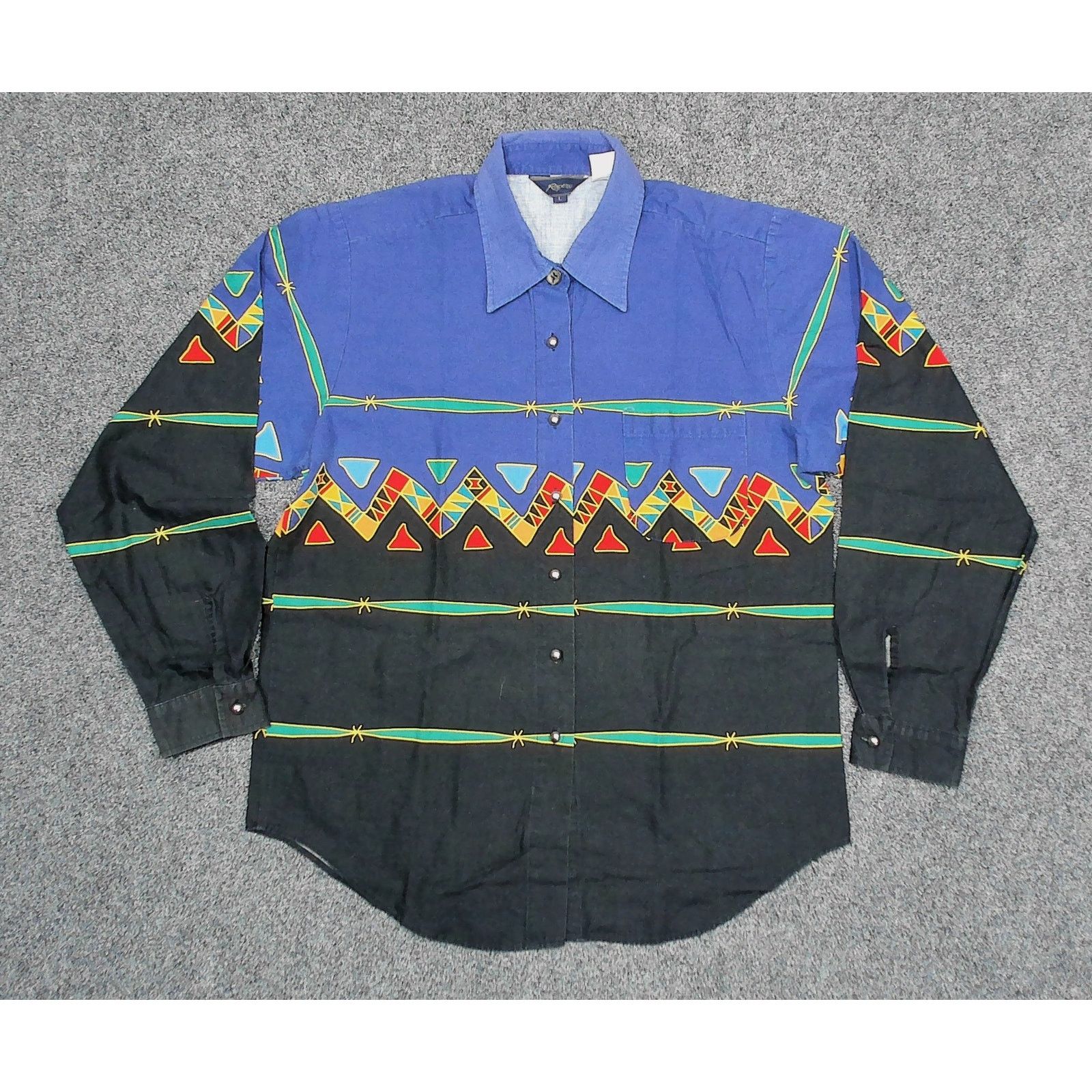 Roper Roper Vintage 90s Aztec Barbed Wire Western Boxy Shirt Size L / US 10 / IT 46 - 3 Thumbnail