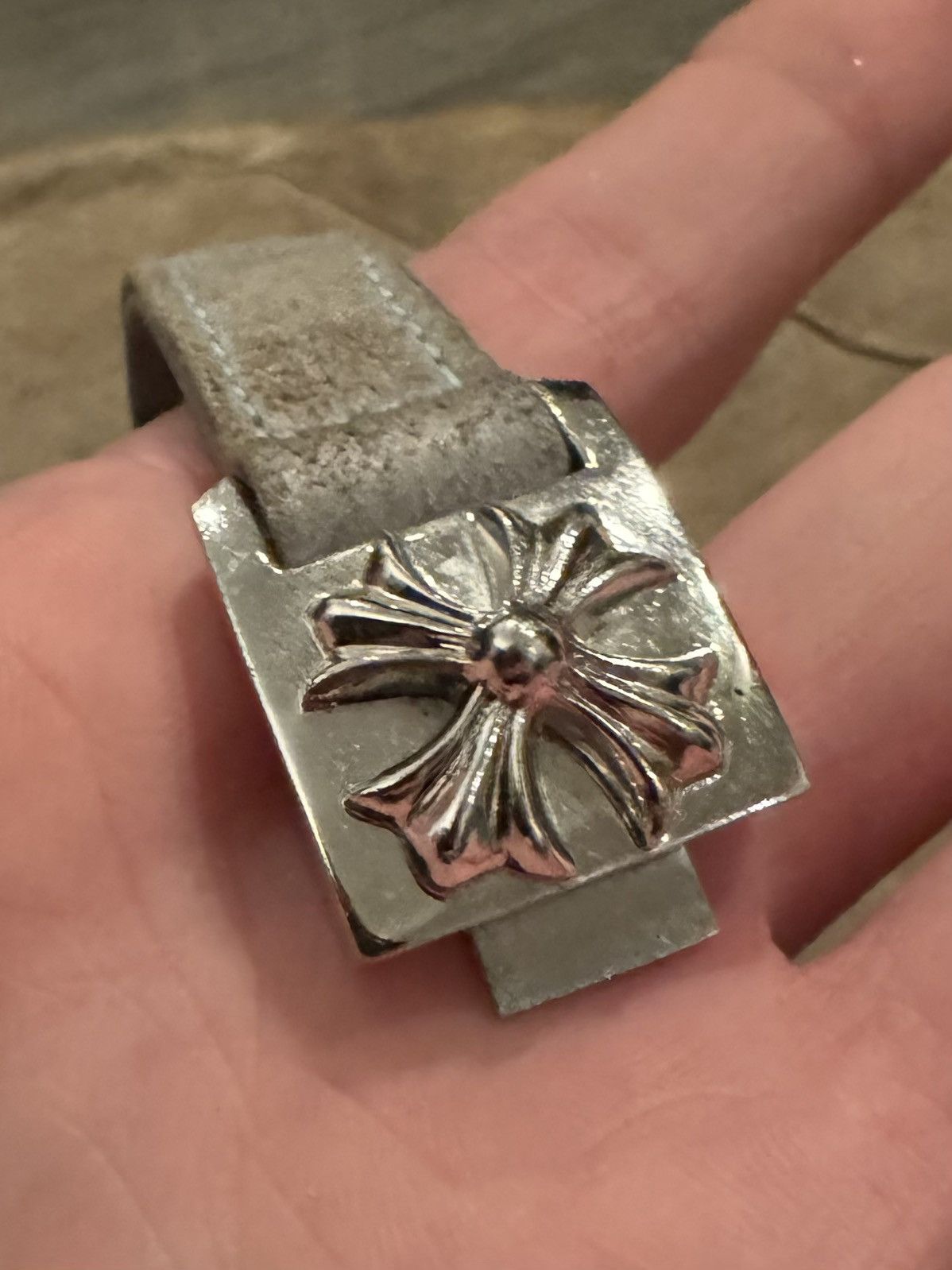 Chrome Hearts Chrome Hearts Blue Leather Rhodium Harness Clasp Bracelet Size ONE SIZE - 4 Thumbnail