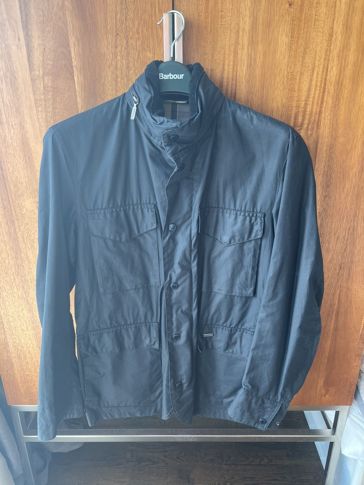 Barbour Tailored Sapper Wax Jacket - Navy Size Medium