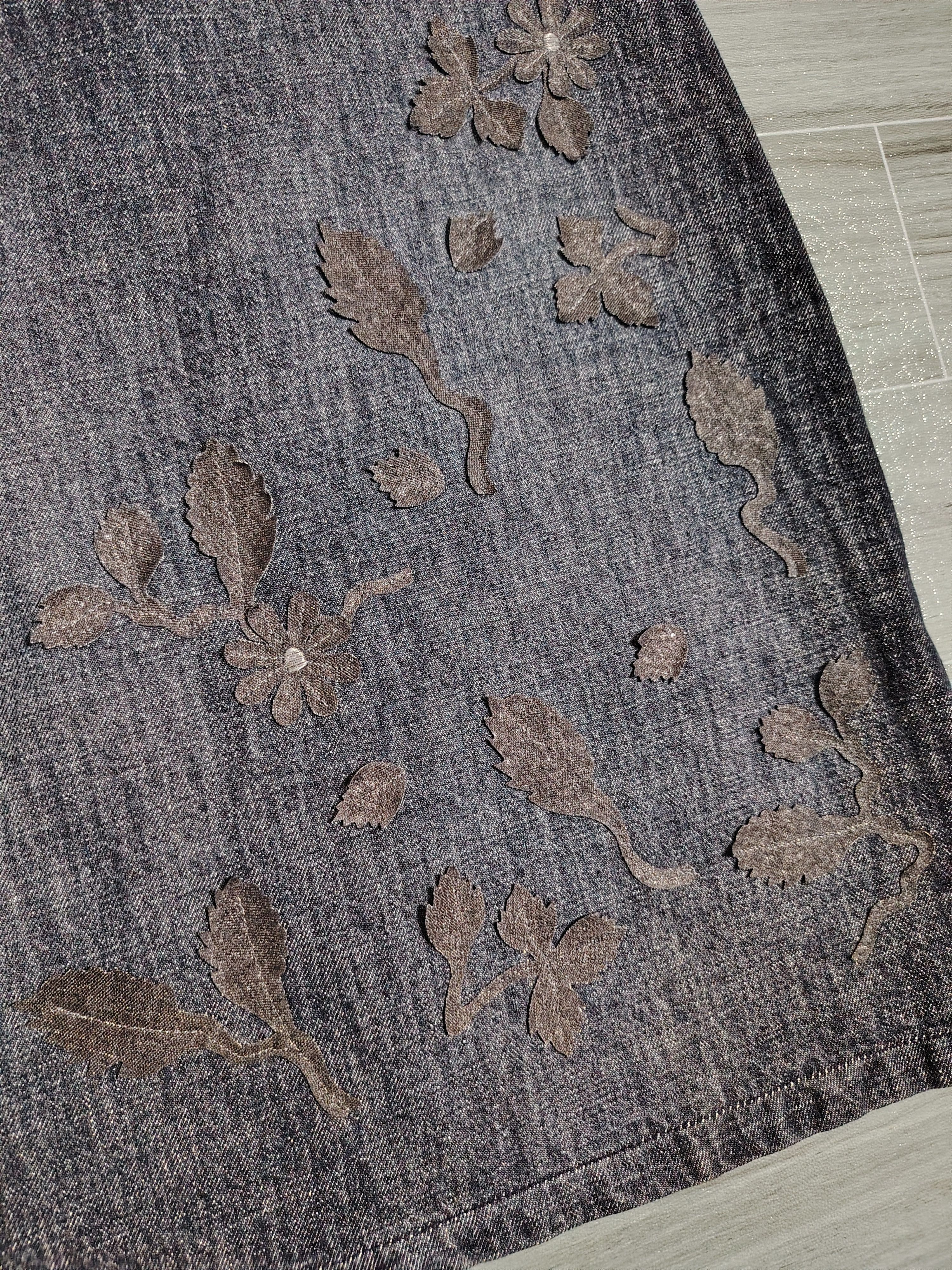 Fendi FENDI - Vintage - Floral Applique Denim Skirt Size 42" / US 20 - 3 Thumbnail