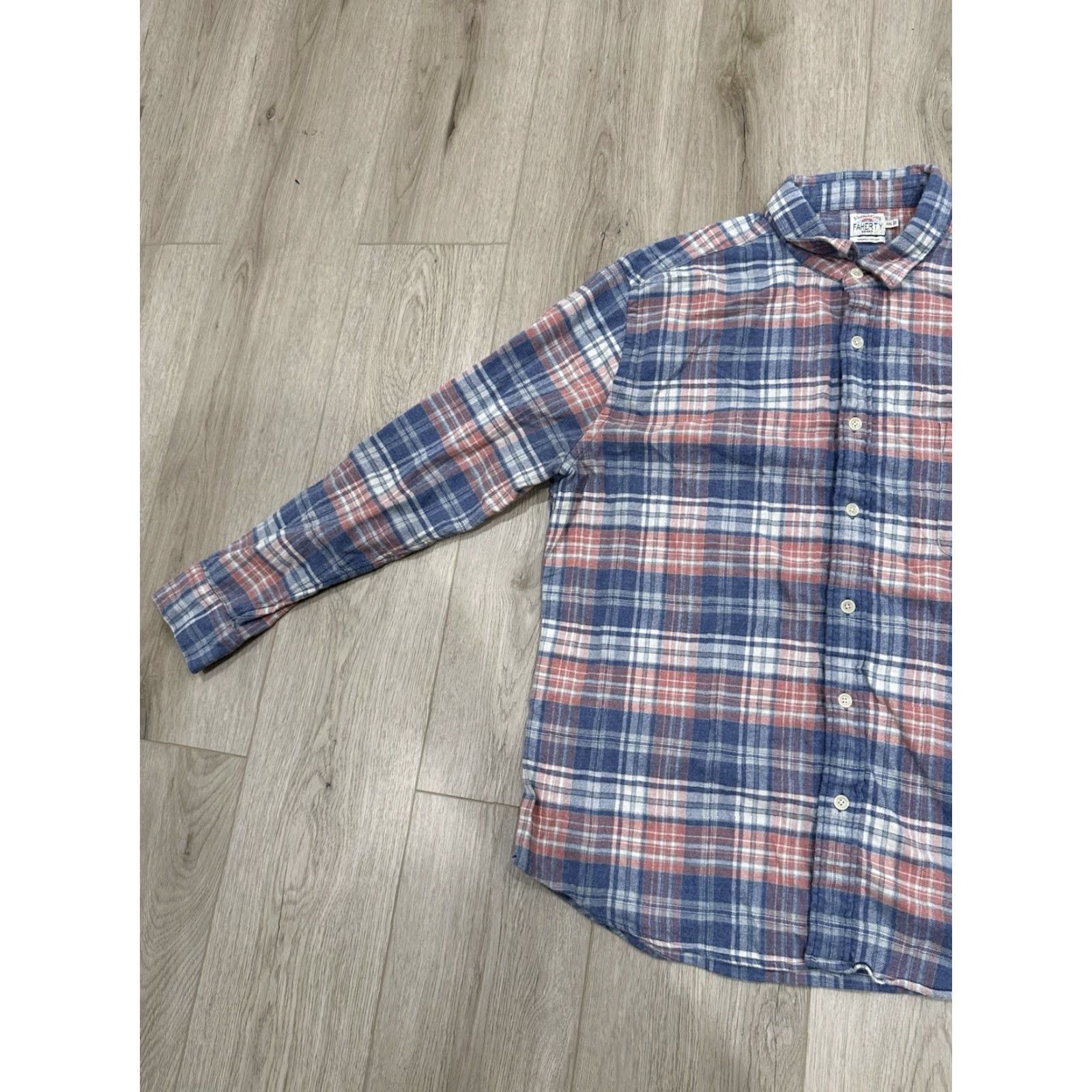 Faherty Faherty The All Time Casual Shirt Mens 2XL Plaid Flannel Multicolor Cotton Blend Button-Up Long Sleeve Classic Fit Size US XXL / EU 58 / 5 - 4 Thumbnail