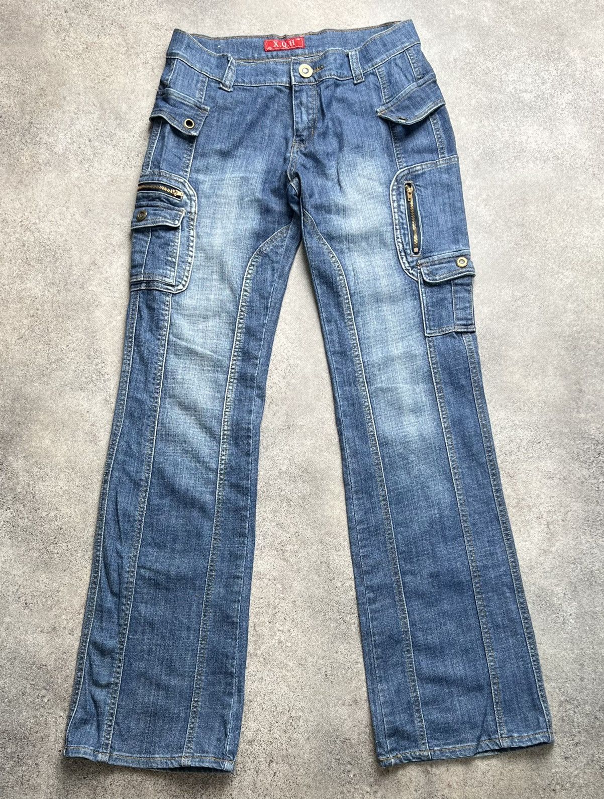 Japanese Brand × Vintage Vintage Japanese flare cargo denim jeans Size 28" / US 6 / IT 42 - 1 Thumbnail