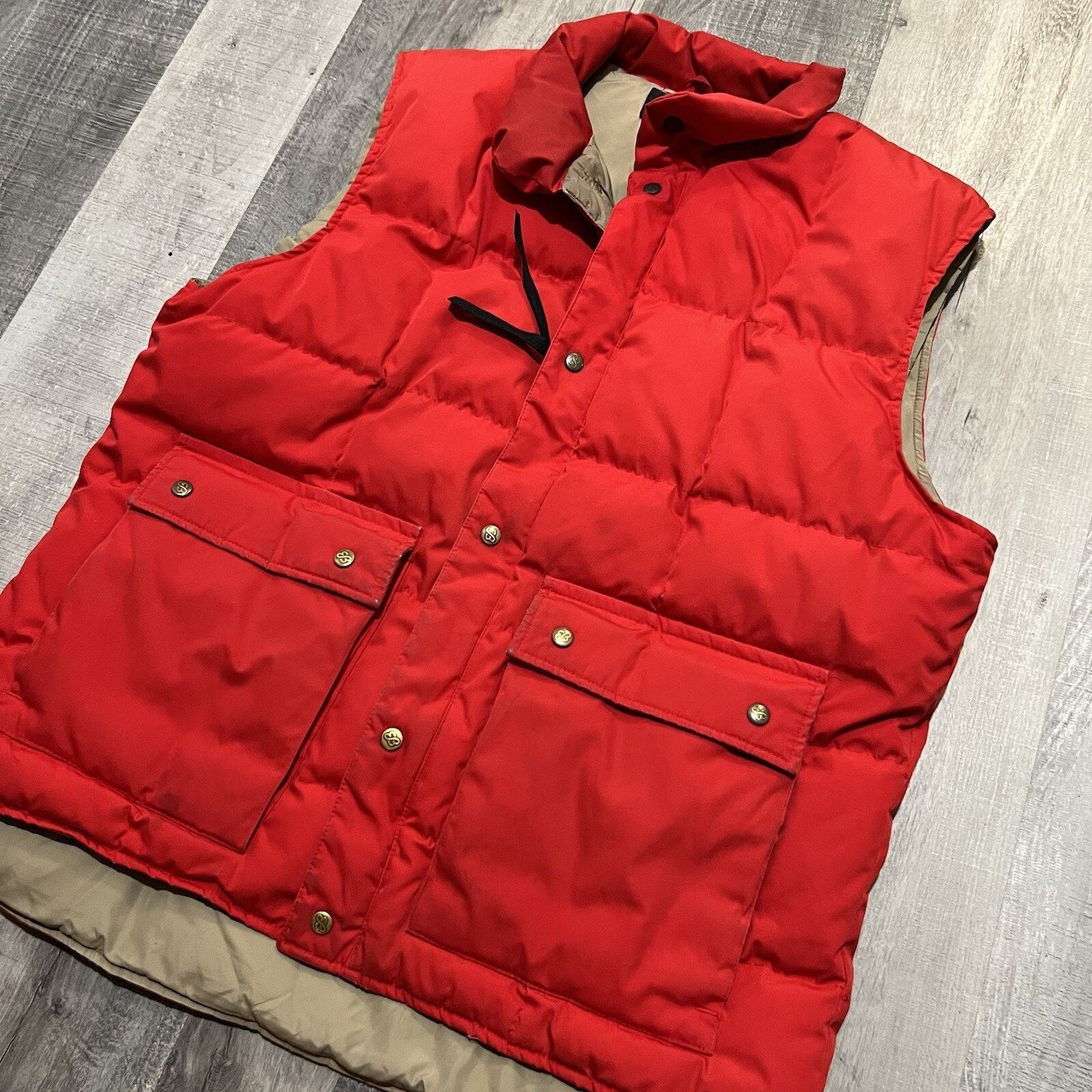 Eddie Bauer VTG Eddie Bauer Red 1980s Goose Down Outdoor Hike Snap Vest Size US XL / EU 56 / 4 - 3 Thumbnail
