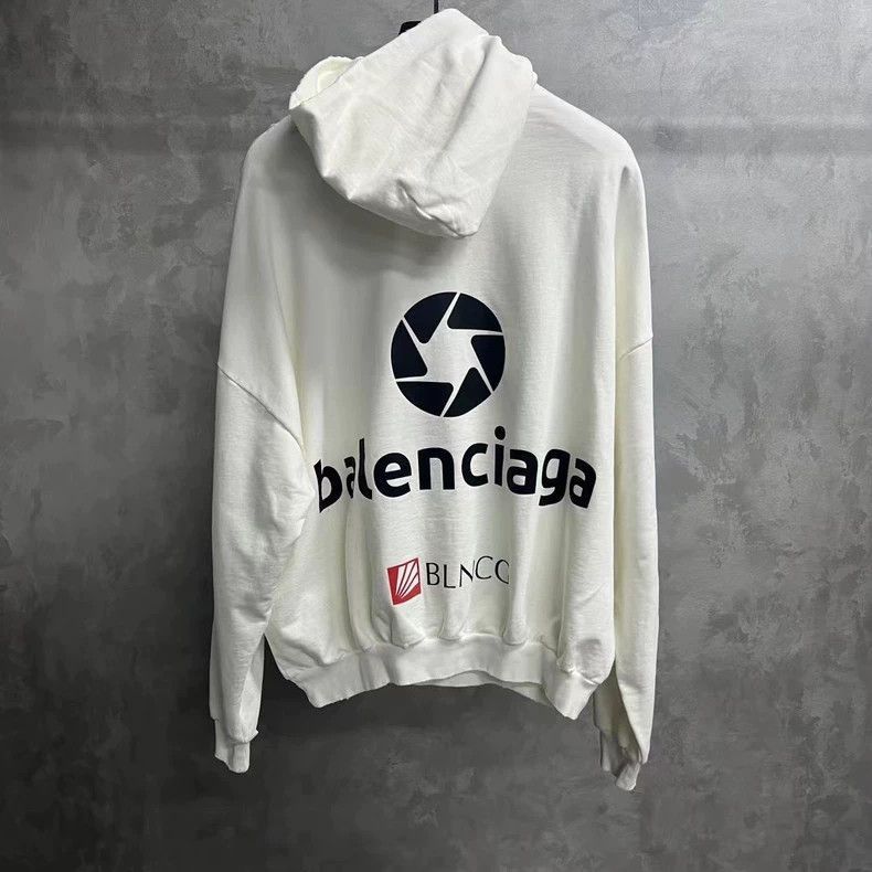 Balenciaga balenciaga White letter logo print hooded sweatshirt-2505 Size US M / EU 48-50 / 2 - 2 Thumbnail