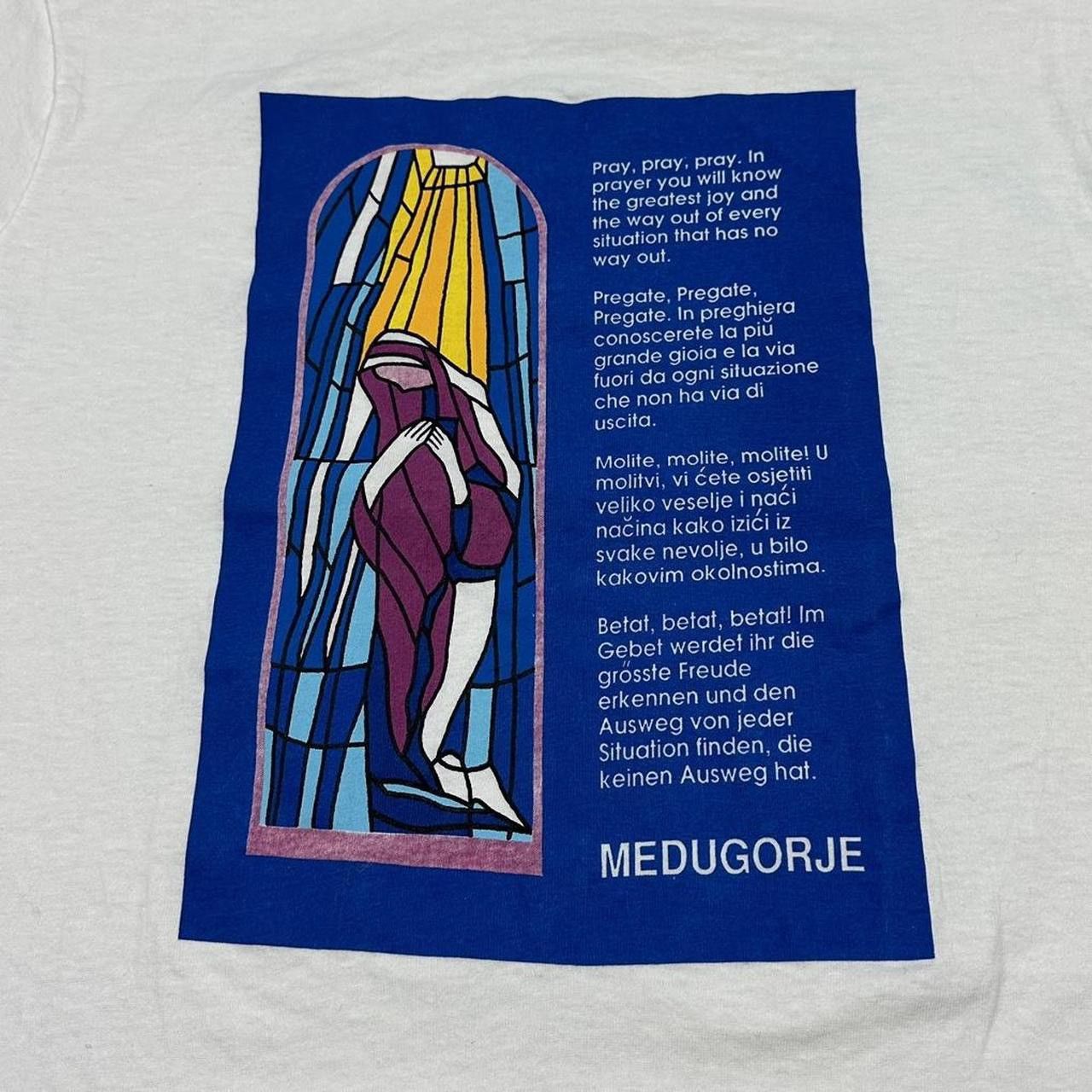 Vintage Vtg Virgin Mary Prayer Medjugorje Tee Single Stitch Religion Size US L / EU 52-54 / 3 - 3 Thumbnail