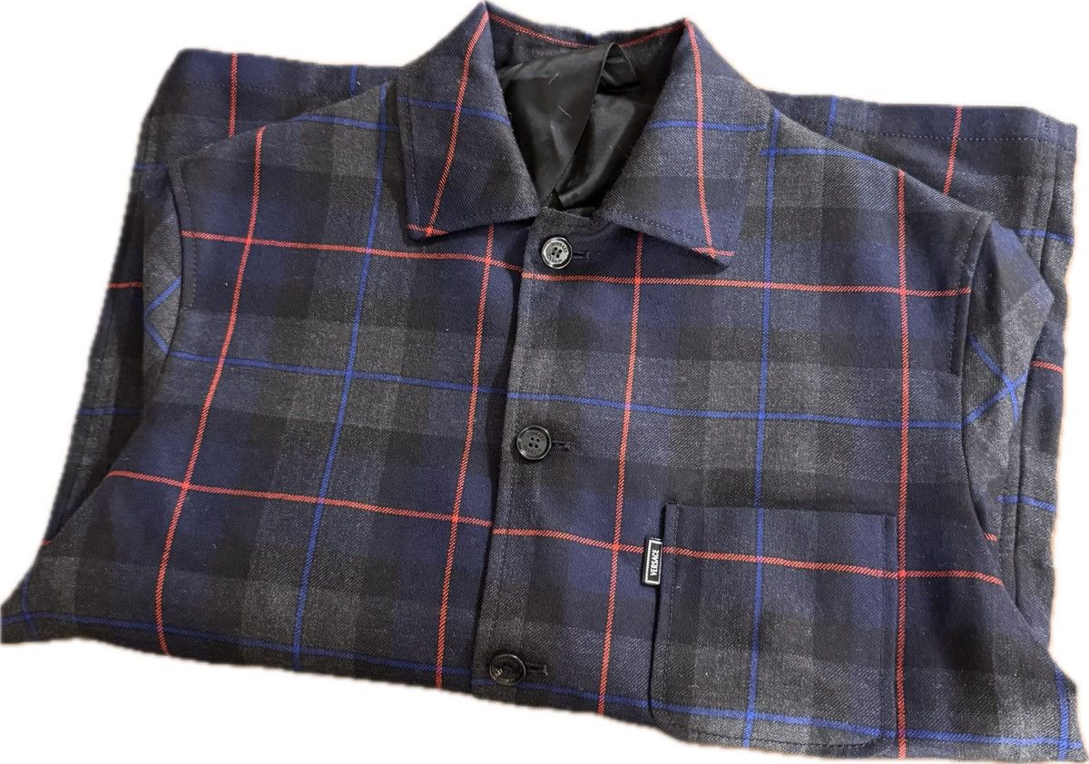 Versace Versace Wool and Leather Button-Up Blazer Size US M / EU 48-50 / 2 - 9 Thumbnail