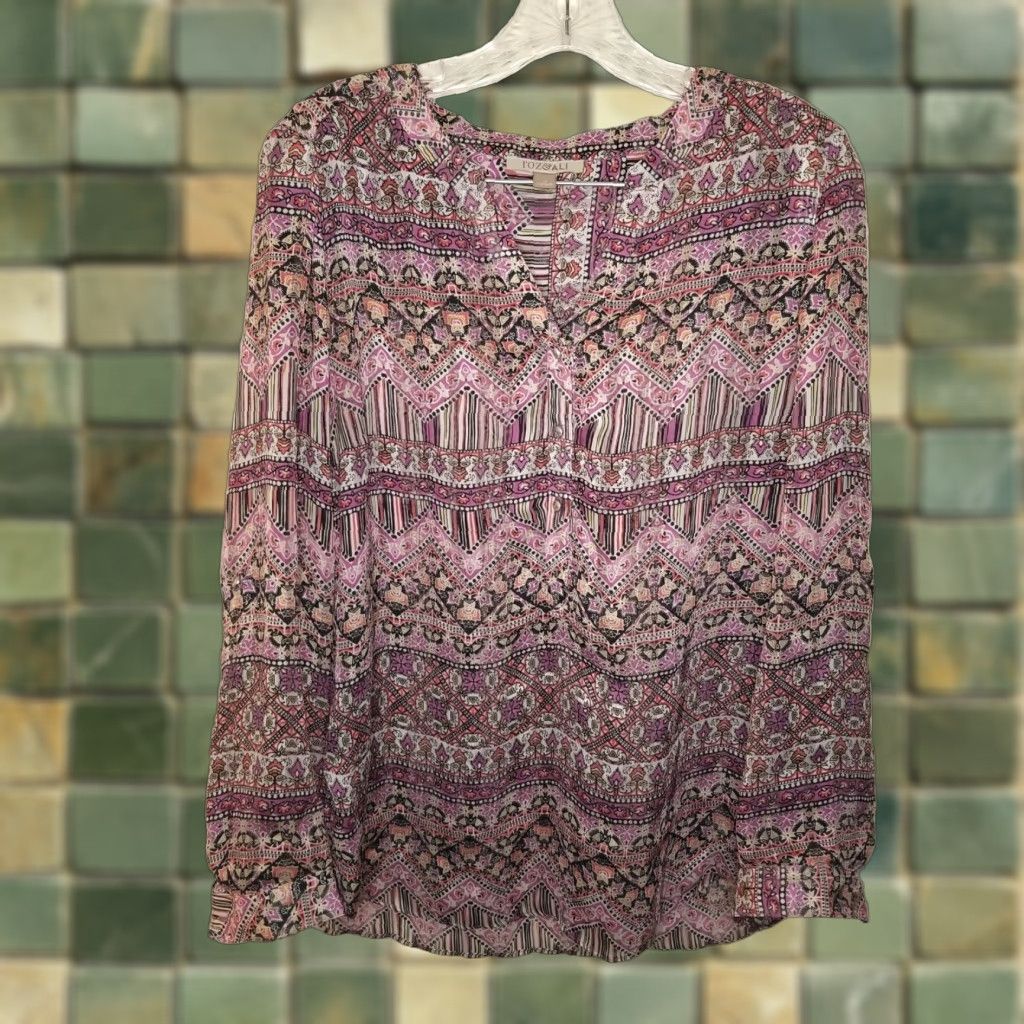 Vintage Roz & Ali Womens Long Sleeve Sheer Purple Blouse Size Medium Size M / US 6-8 / IT 42-44 - 1 Thumbnail