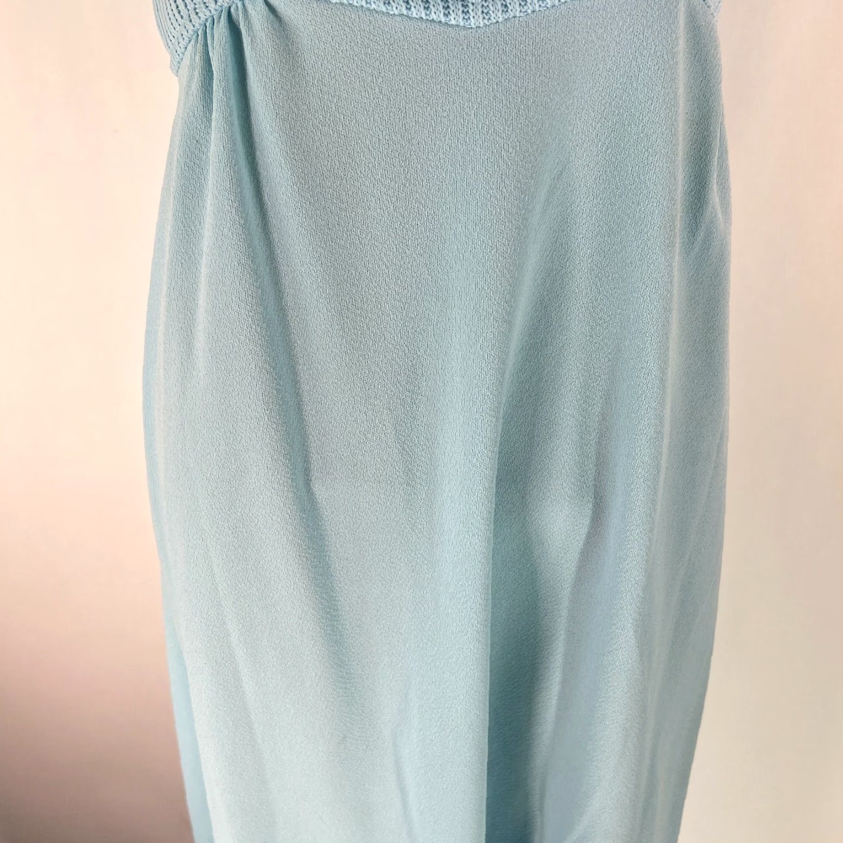 Vintage VINTAGE ILGWU Dress Maxi Blue 11 Women's Puff Sleeves Ruffled Tie Waist Knit Cocktail 58 in Chest 16 in US Size L / US 10 / IT 46 - 7 Thumbnail