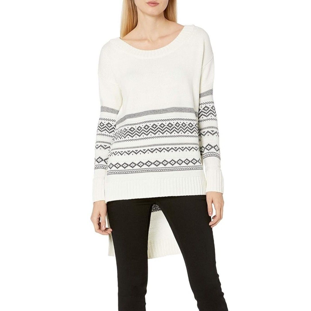 Splendid Asymmetric Intarsia-knit Cream Sweater MRSP $278 Size M / US 6-8 / IT 42-44 - 1 Thumbnail