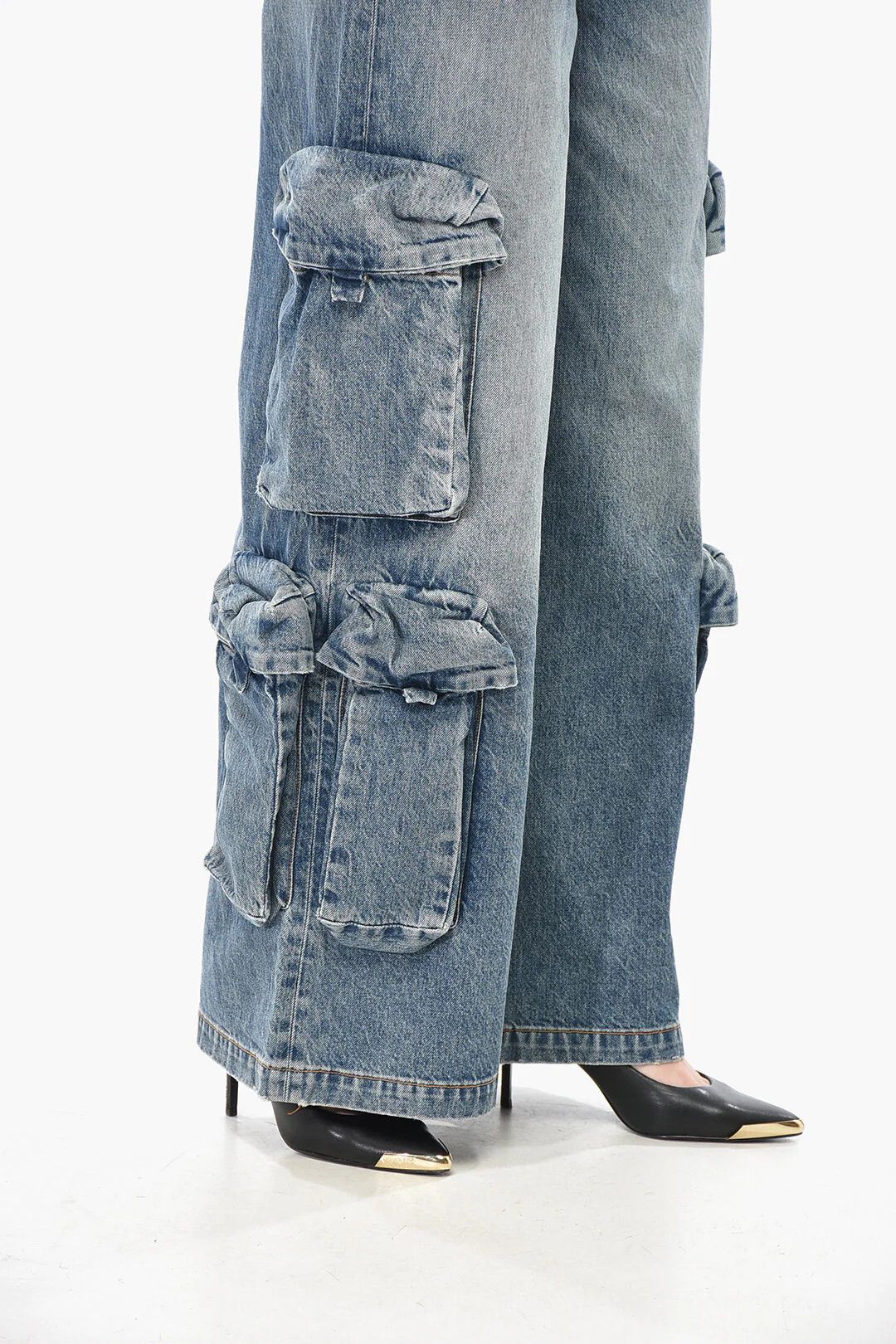 Amiri og1mm0426 Wide-Leg Cargo Jeans in Blue Size 26" / US 2 / IT 38 - 2 Thumbnail