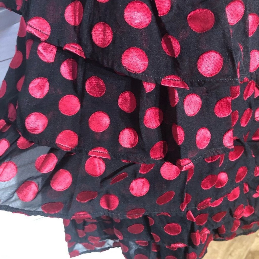 Lovers and Friends Lovers + Friends mini dress black red dot tiered ruffles M Size L / US 10 / IT 46 - 8 Thumbnail
