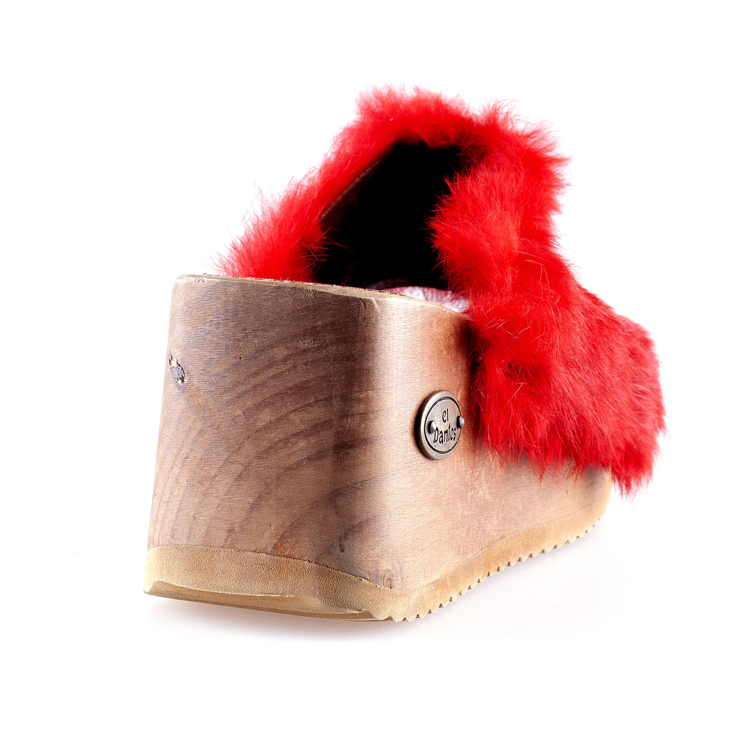 Vintage Vintage El Dantes Red Fur Platform Sandals (37 EU) Size US 6 / IT 36 - 3 Thumbnail