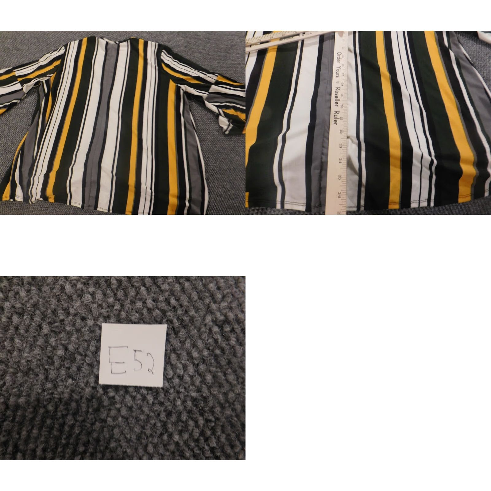 Vintage Caren Sport Blouse Women 3XL Striped Yellow Black Pullover Round Neck Long Sleeve Casual Stretch Ru胥fle Polyester Rayon Regular Womens Size XXL / US 16-18 / IT 52-54 - 9 Thumbnail