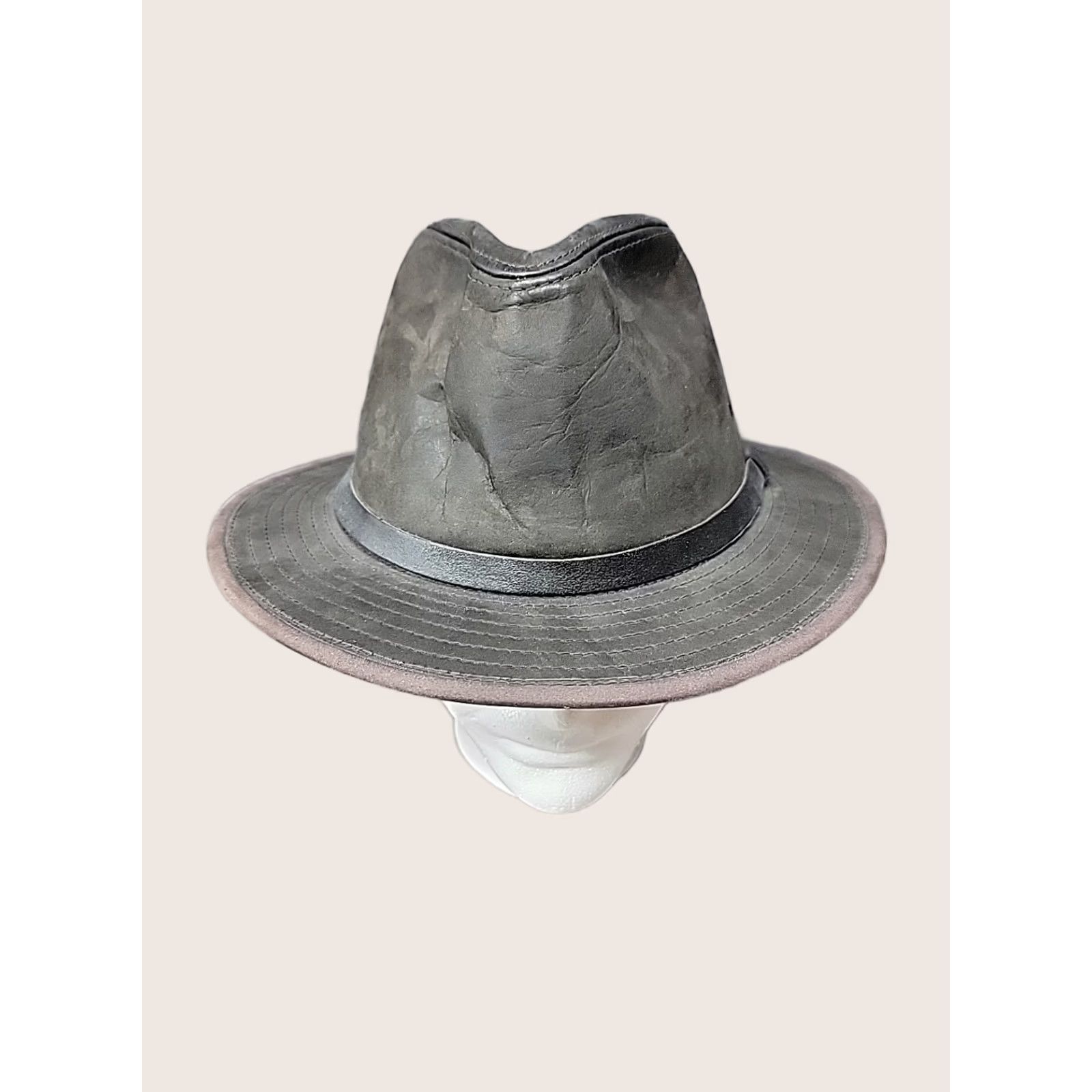 Vintage Henschel Hatquarters Leather Western Cowboy Hat Large L Black Men's USA Size ONE SIZE - 1 Thumbnail