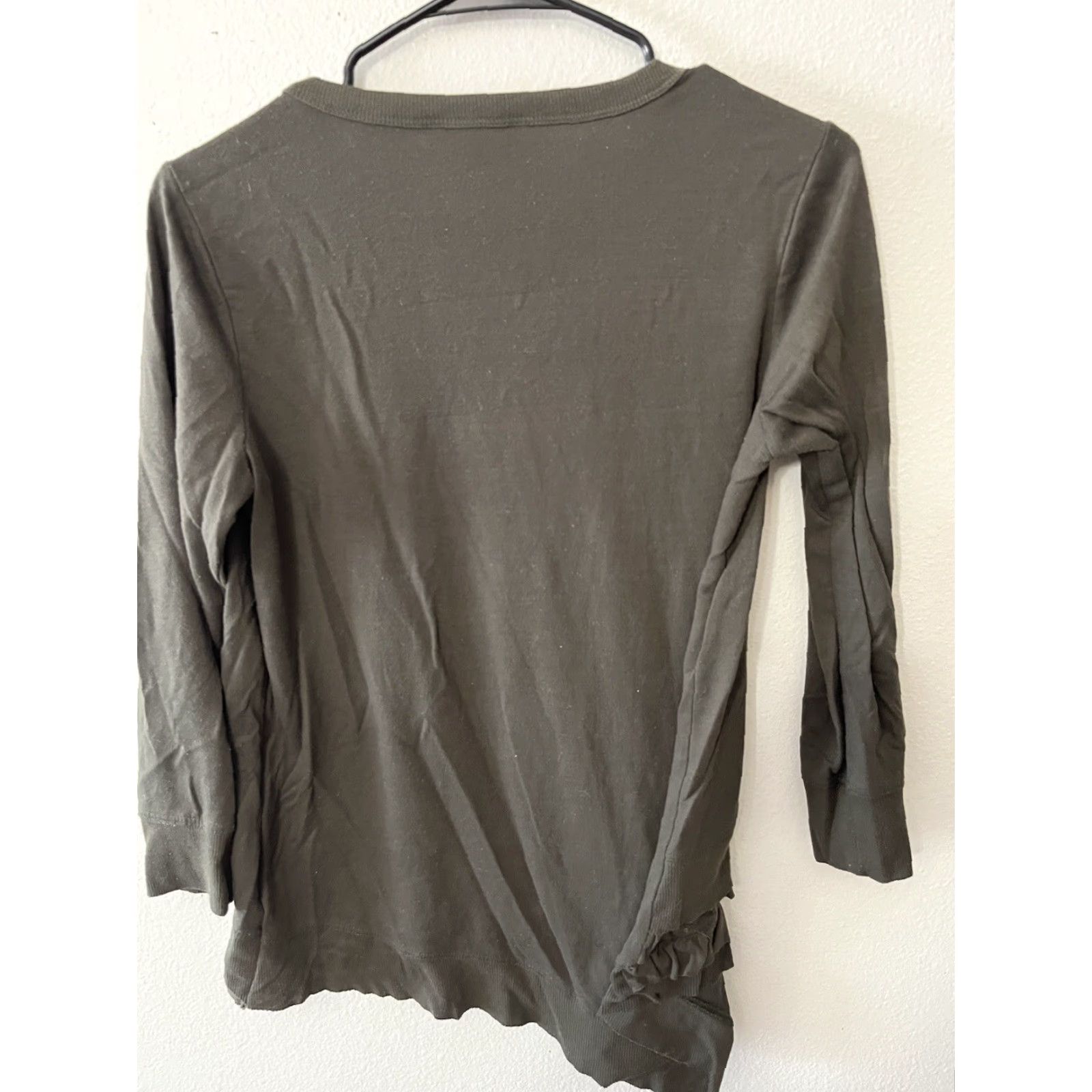 Vintage Simply Vera Wang Top Tunic Green Shirt Sheer Asymmetric Hem Long Sleeve PXS Size XS / US 0-2 / IT 36-38 - 2 Thumbnail