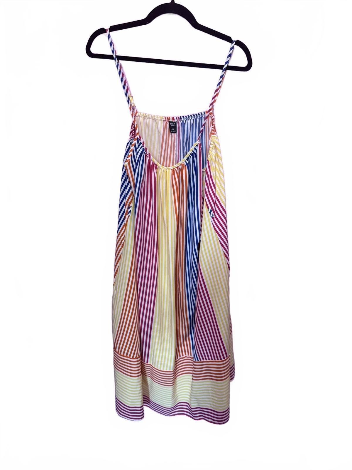 Designer Vibrant Striped Summer Sundress Size 4XL / US 24-26 - 3 Thumbnail