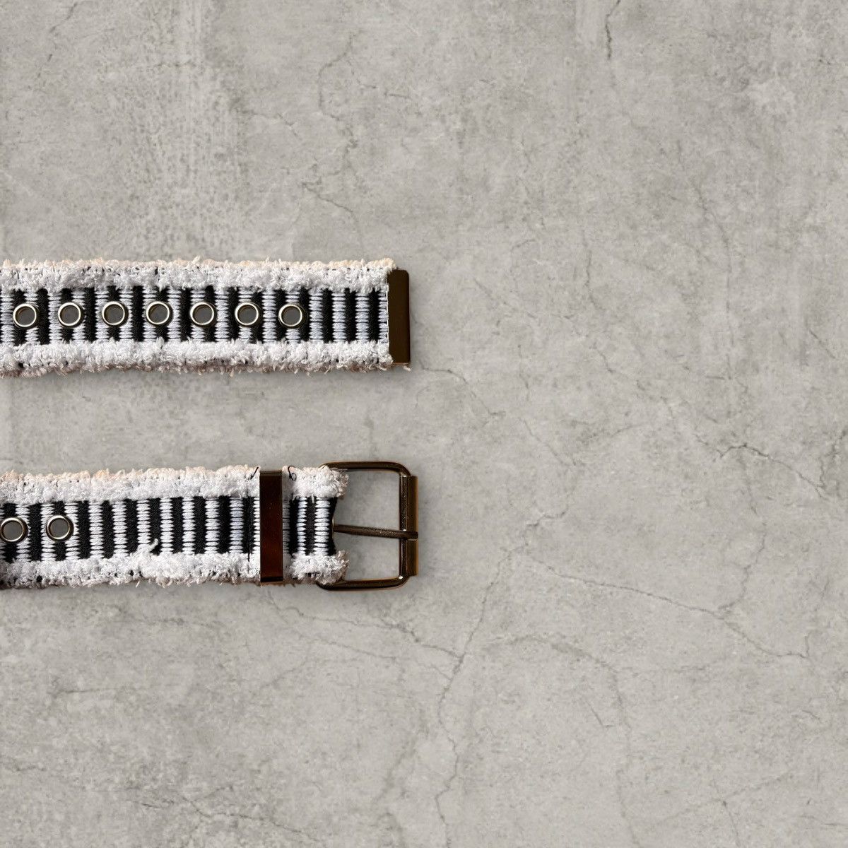 Japanese Brand Vintage style retro belt, denim black/white stripe. One size Size ONE SIZE - 2 Thumbnail