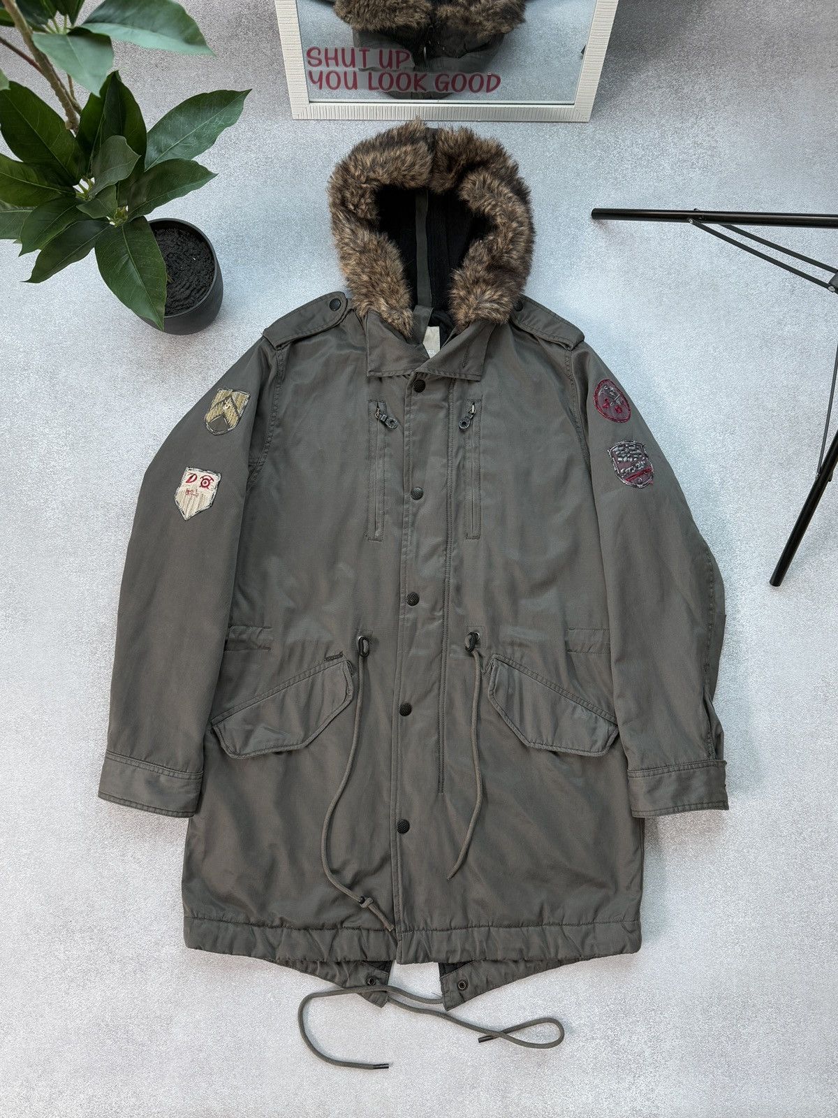 Diesel Diesel Parka Jacket Faux Fur Y2K Hood Military Alaska Style Size US L / EU 52-54 / 3 - 2 Thumbnail