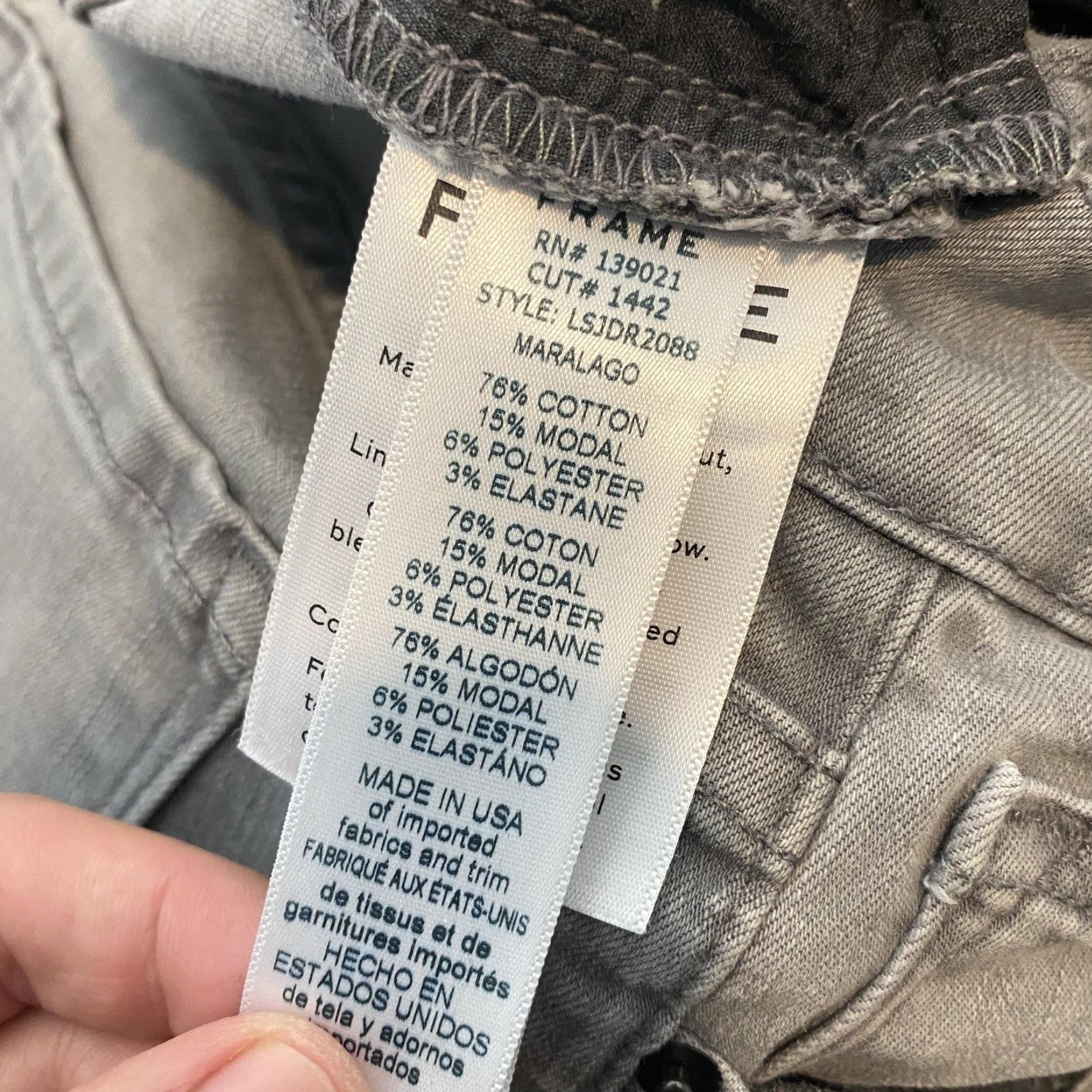 Frame FRAME Le Skinny De Jeanne Jeans Gray 30 Womens Denim Slim Stretch 5-Pocket Zip Fly Frayed Hem Inseam 29" Size 30" / US 8 / IT 44 - 7 Thumbnail