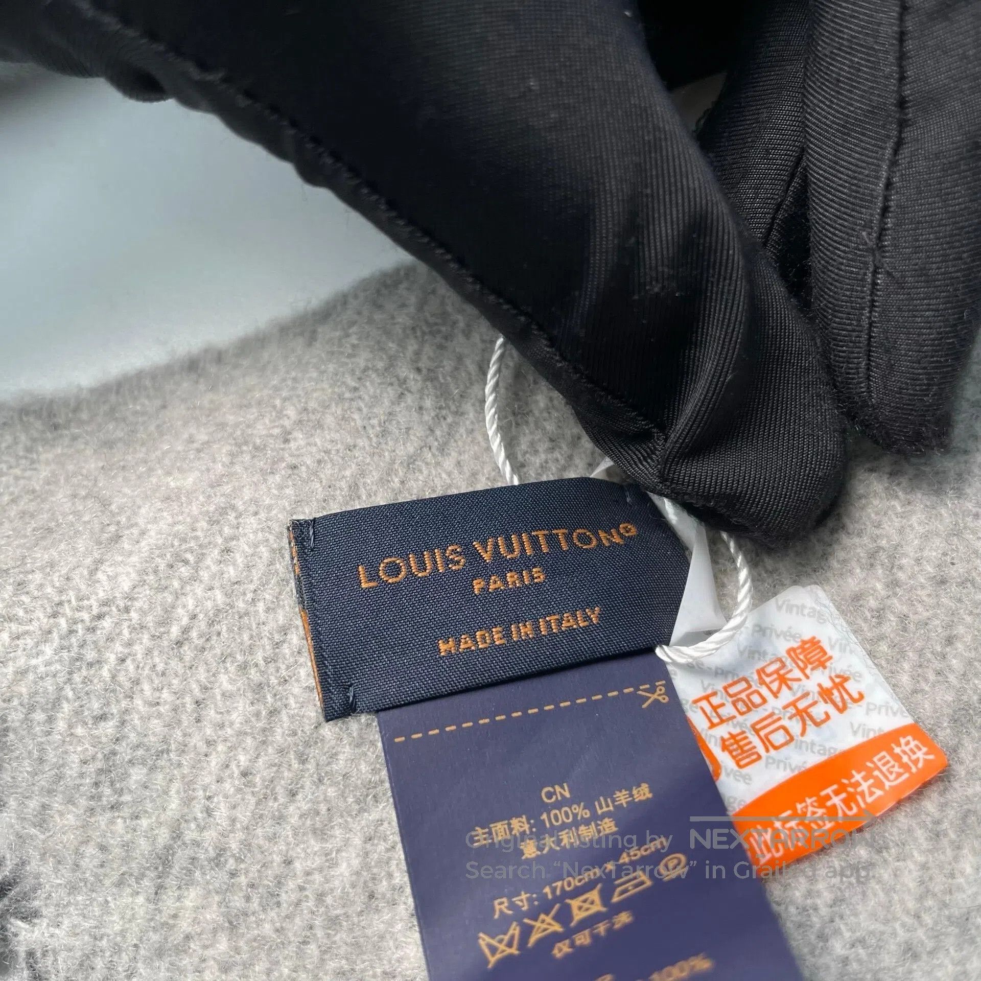 Louis Vuitton Louis Vuitton Black and Gray Printed Cashmere Double-sided Size ONE SIZE - 6 Thumbnail