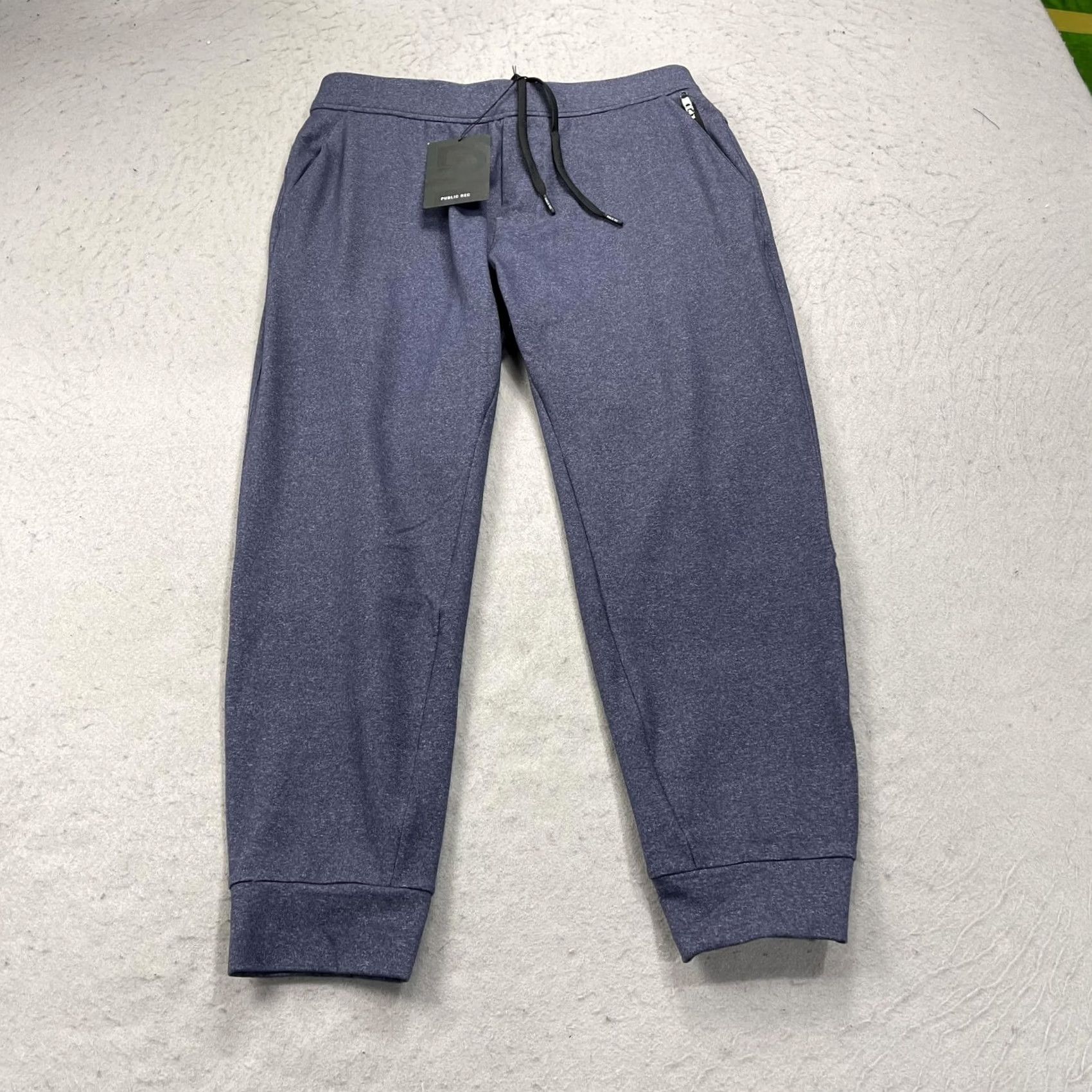 Vintage Public Rec Pants Mens 32x28 All Day Every Day Jogger Heather Navy Blue Flecked Knit Pants Slim Tapered Pockets Zip Pocket Casual Activewear Mens Size US 32 / EU 48 - 2 Thumbnail