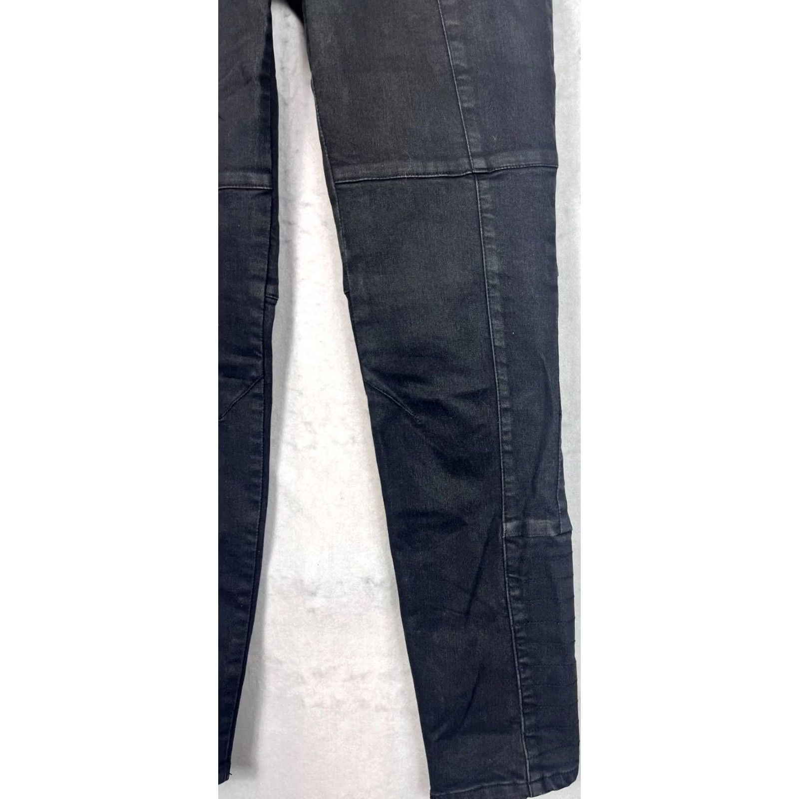 Free People Free People Jillian Skinny Jeans Black Cotton Moto 27x30 Size 27" / US 4 / IT 40 - 4 Thumbnail