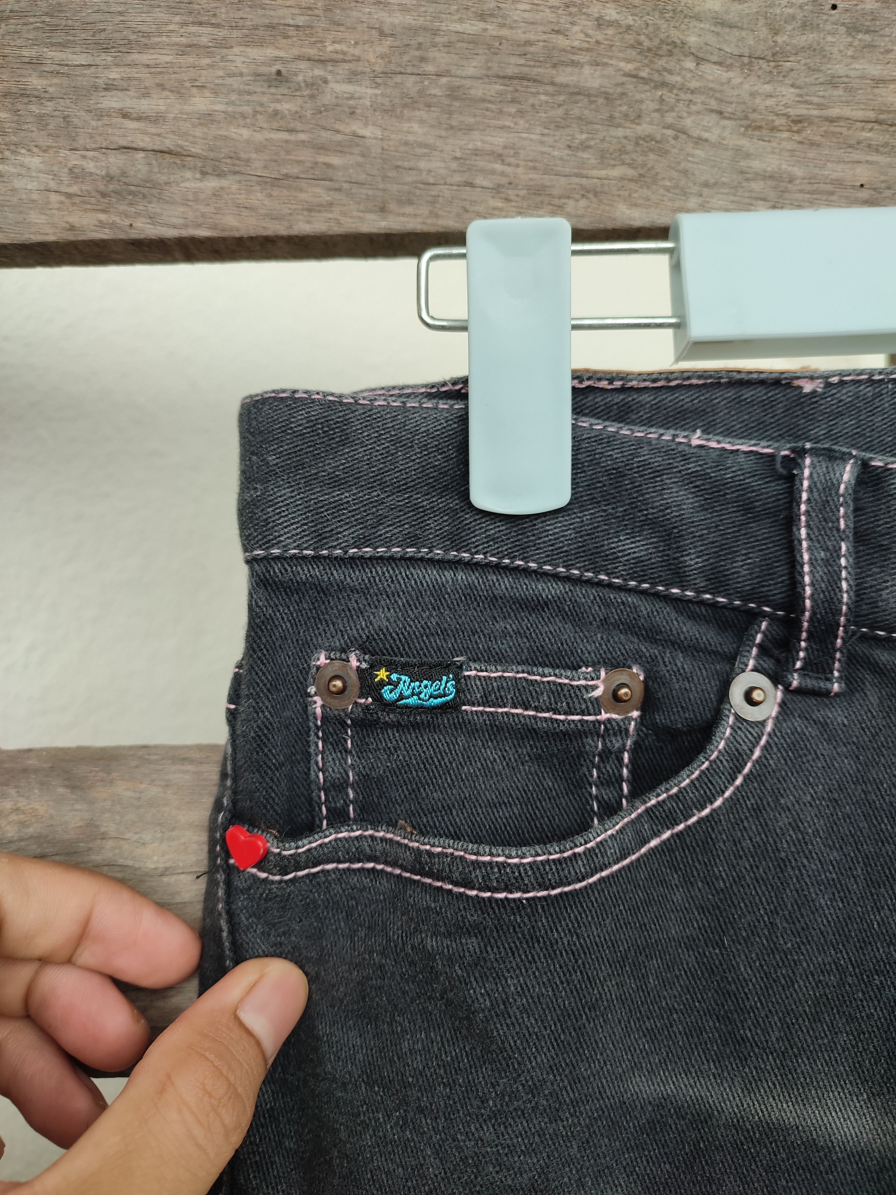 Angel Blue 💥Flare💥 Crazy Rare Angel Blue Patchwork Vintage Denim Size US 29 - 3 Thumbnail