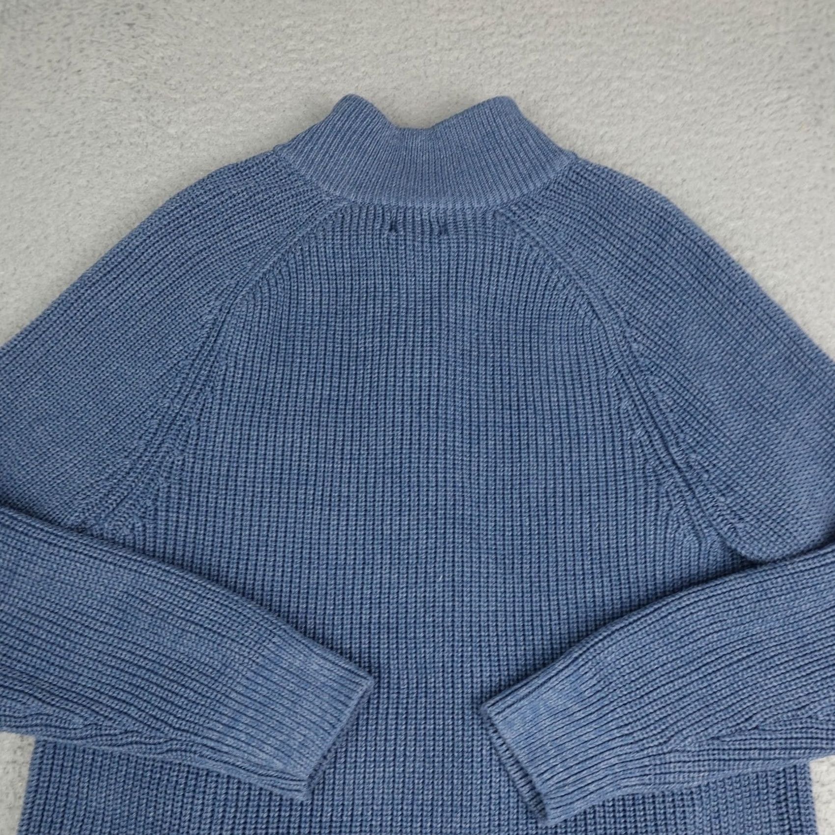 Vintage LL Bean Sweater Mens Medium Blue Cotton Full Zip Mock Neck Waffle Knit Hiking Size US M / EU 48-50 / 2 - 7 Thumbnail