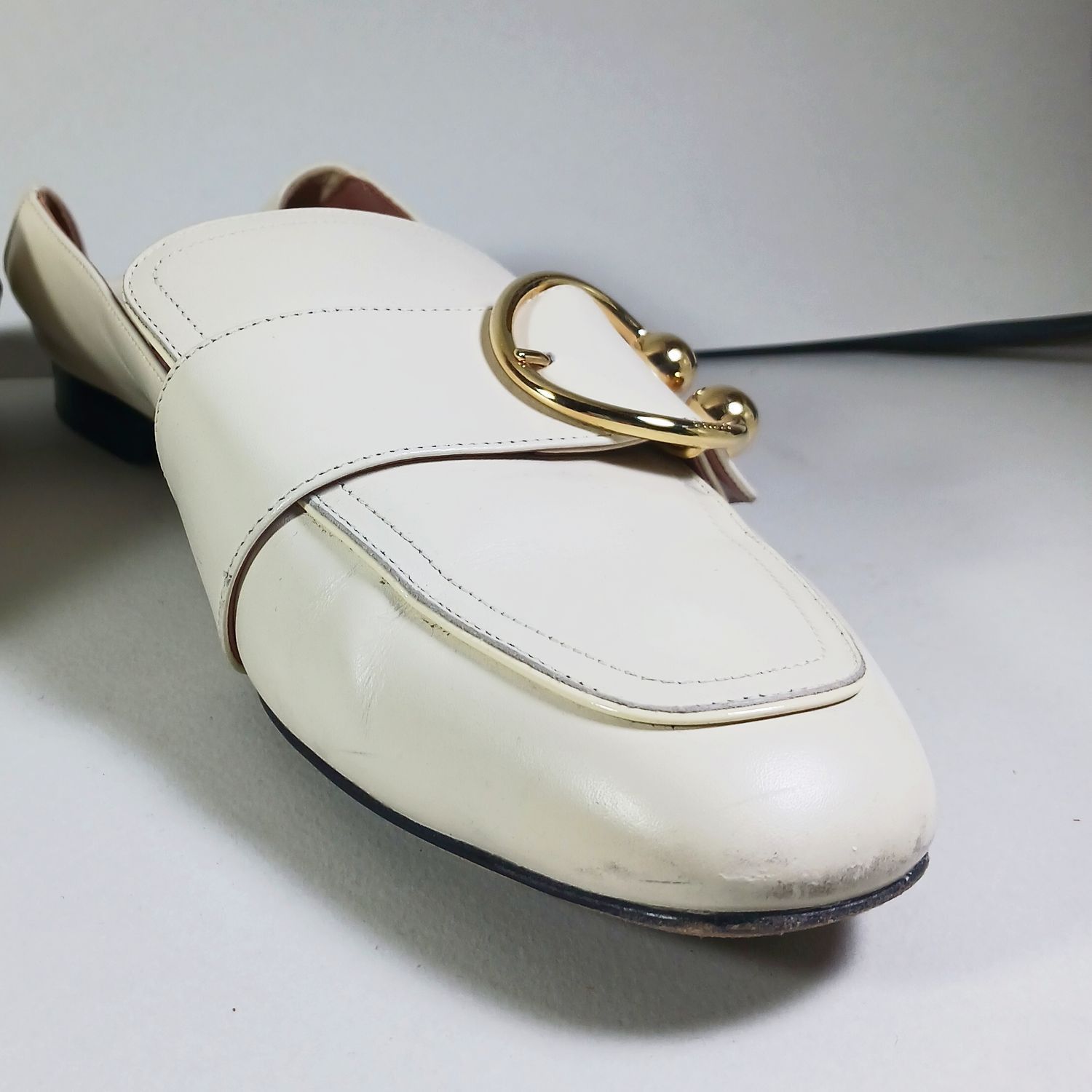 Bally Bally Malinda Ivory White Leather Buckle Slipper Loafers 39 Size US 8 / IT 38 - 5 Thumbnail