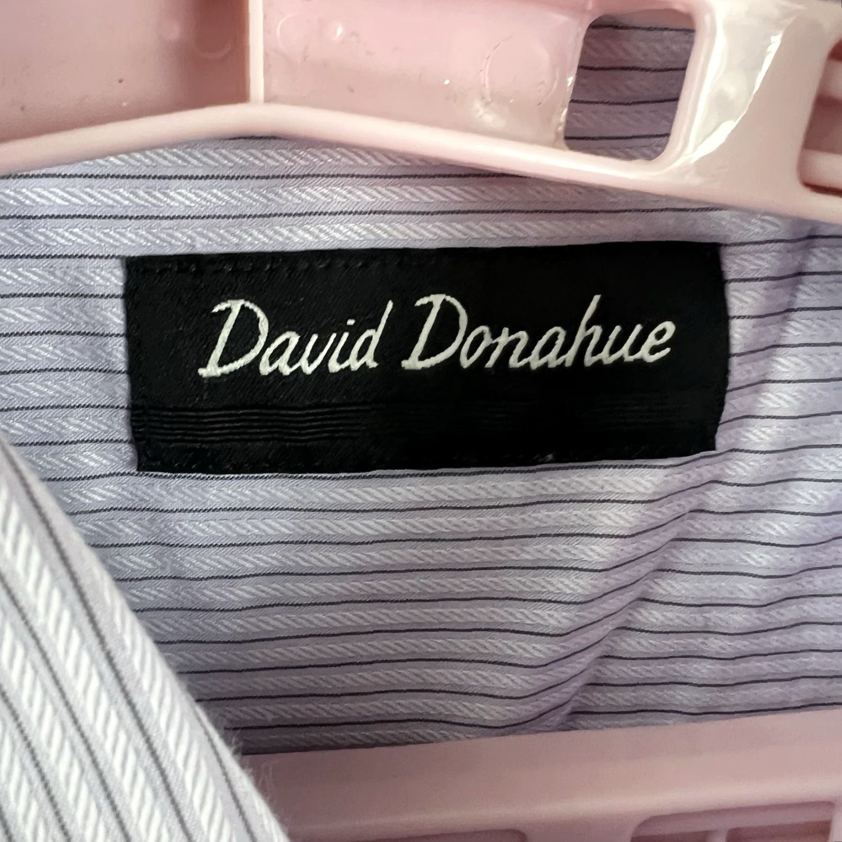 David Donahue David Donahue Button-Up Shirt Mens Size 16 Blue Striped Long Sleeve Collared Cotton Classic Fit Regular Men’s Shirt Size US L / EU 52-54 / 3 - 5 Thumbnail