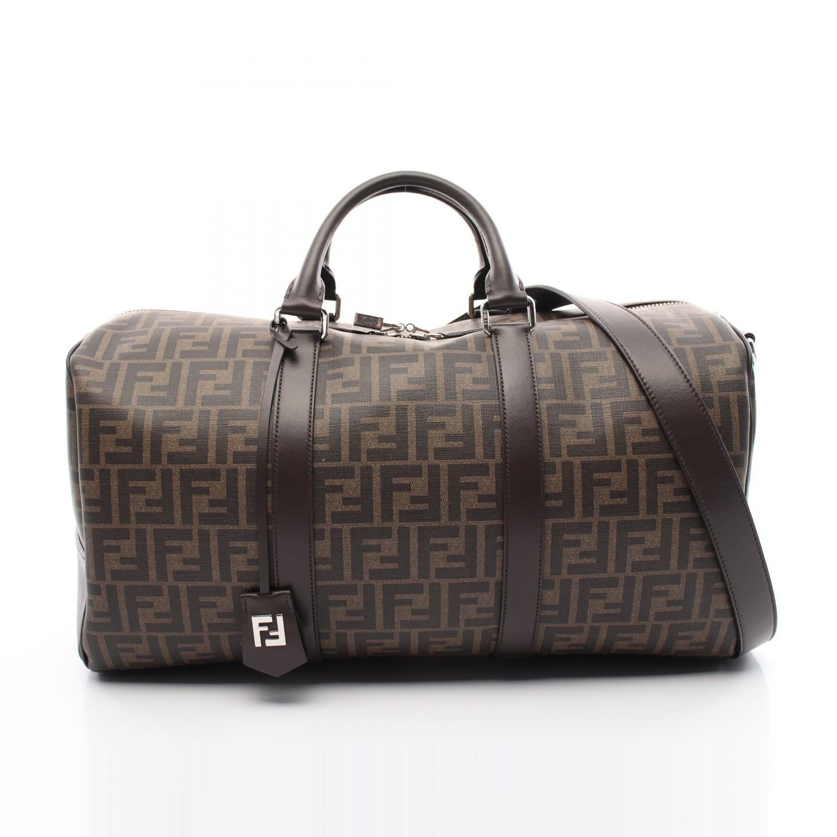 Fendi Fendi Zucca Boston Bag Coated Canvas Leather Brown Black Size ONE SIZE - 1 Thumbnail