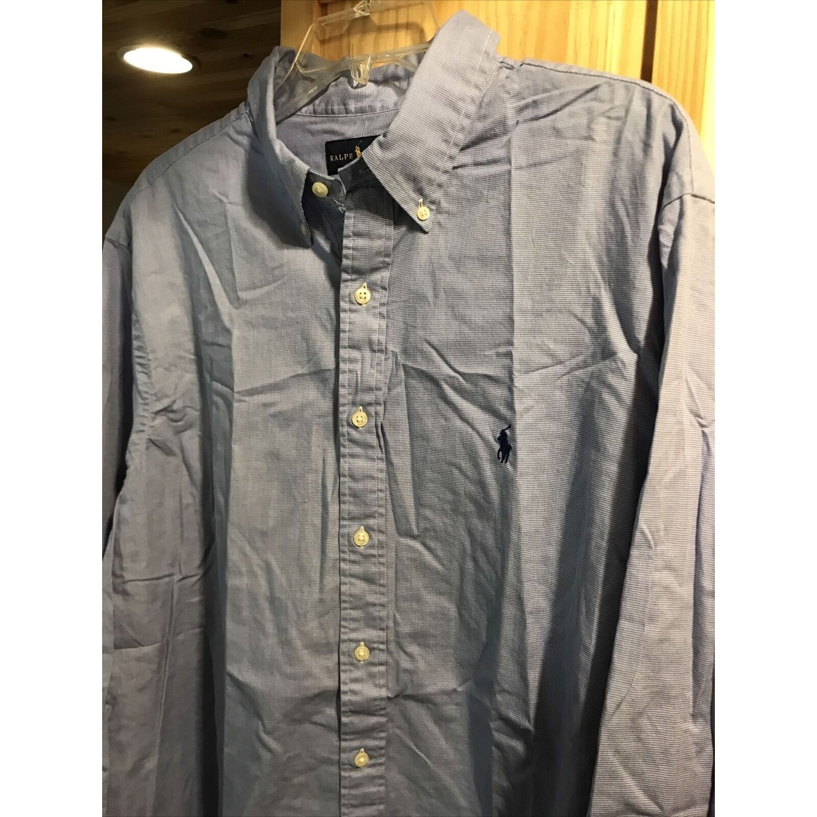 Ralph Lauren Ralph Lauren Vintage Men’s 18 46 Blue Check LS Cotton Shirt Size US XXL / EU 58 / 5 - 7 Thumbnail