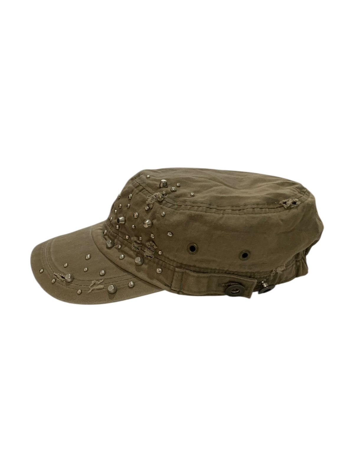 Japanese Brand 2000s Vintage Sun Faded Distressed Cadet Hat Studded Size ONE SIZE - 2 Thumbnail