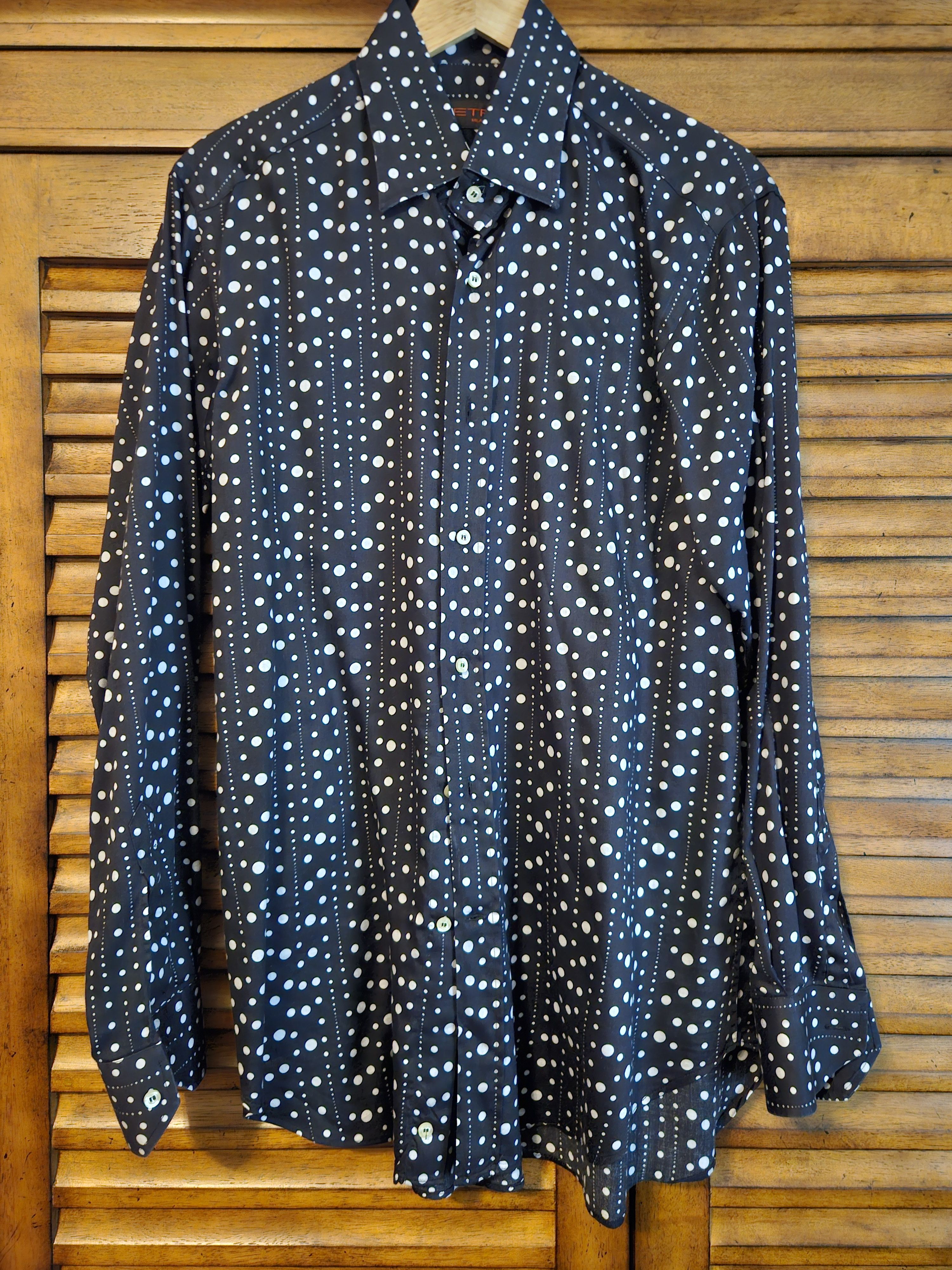 Etro Etro shirt men black with white dots 39 IT Size US M / EU 48-50 / 2 - 1 Thumbnail