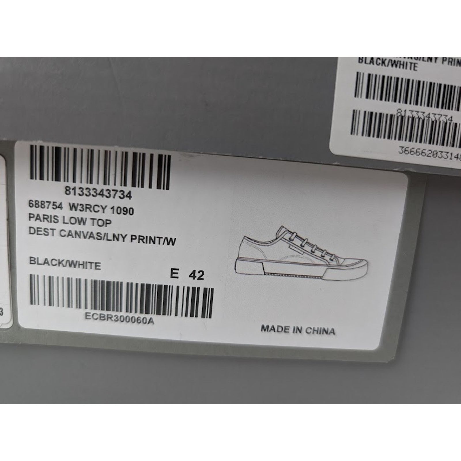 Balenciaga o1rshd1 Paris Low-Top Sneakers in Black/White 42 Size US 9 / EU 42 - 23 Thumbnail