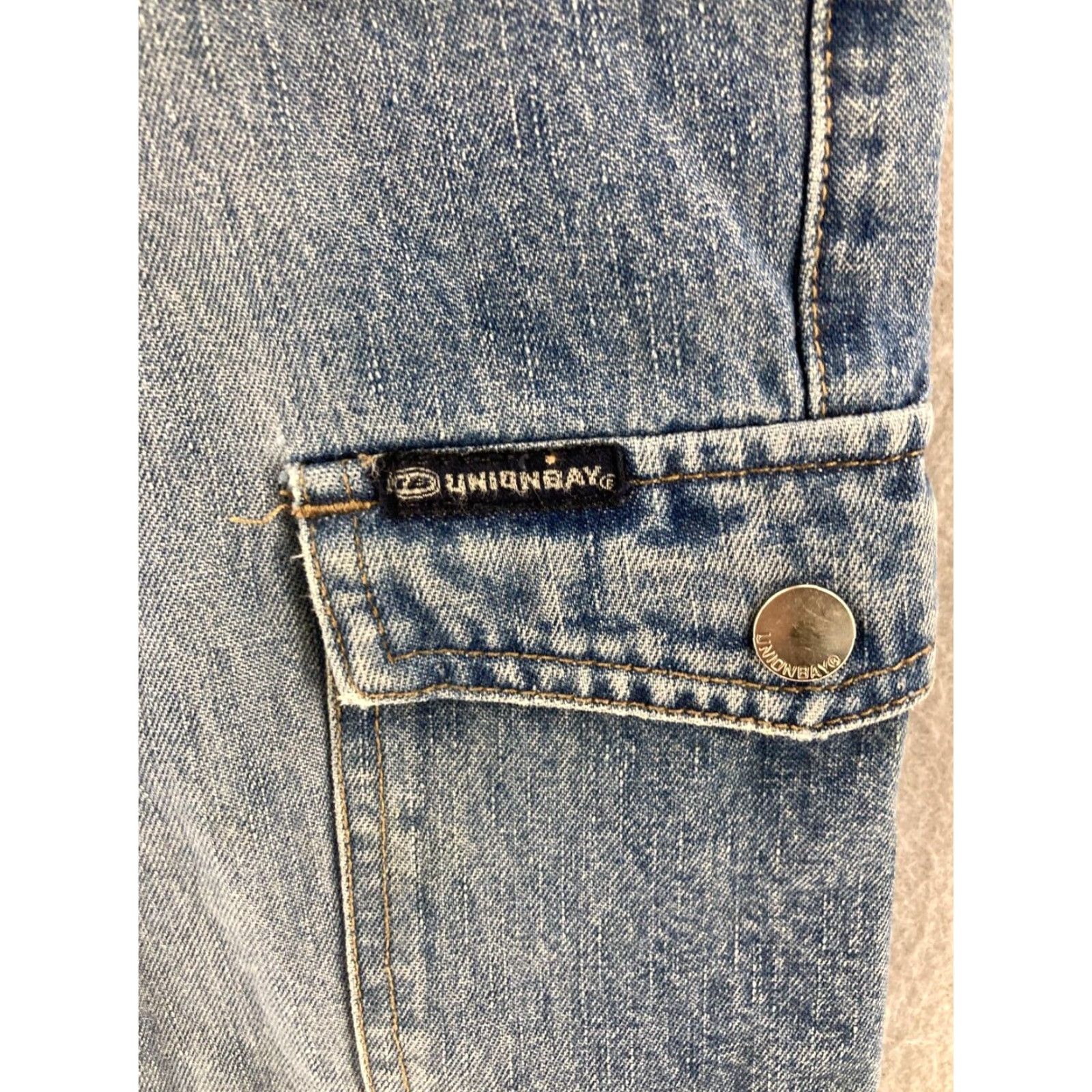Vintage UNIONBAY Women's Jeans 3 Mid Rise Bootcut Denim Stretch Distressed Cargo Blue Classic Size 26" / US 2 / IT 38 - 6 Thumbnail