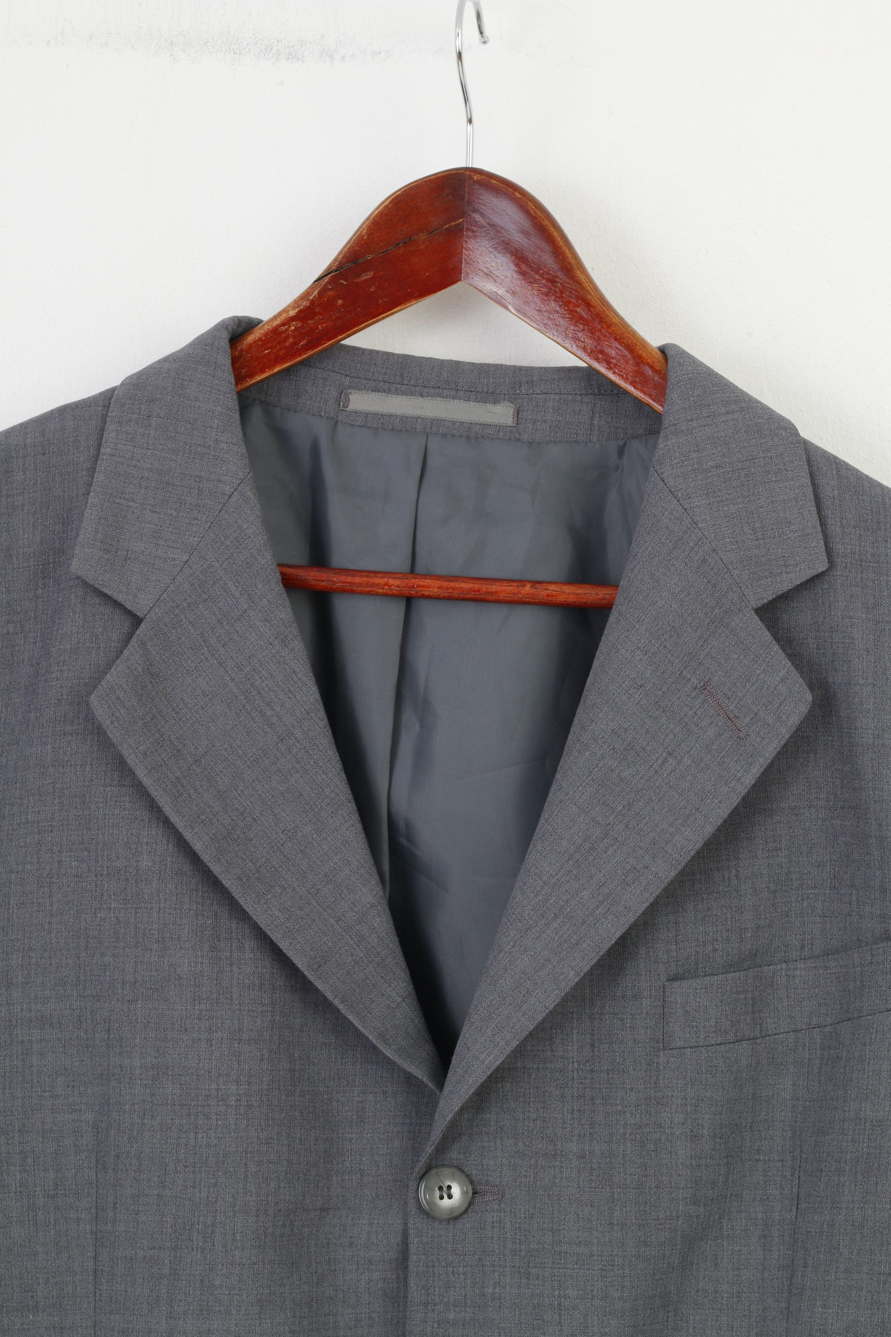 Vintage Coxmoore Men 42 Blazer Grey Wool Breasted 1655 Size 42R - 2 Thumbnail