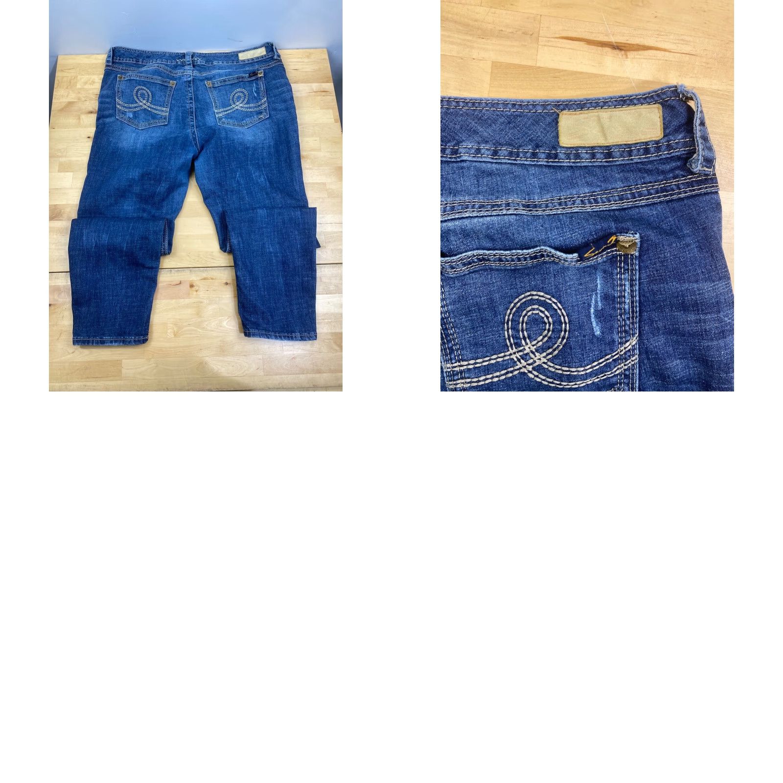 Vintage Seven7 Luxe Denim Jeans Womens 18 Skinny Mid Rise Dark Wash Distress 8162 Size 40" / US 18 - 9 Thumbnail