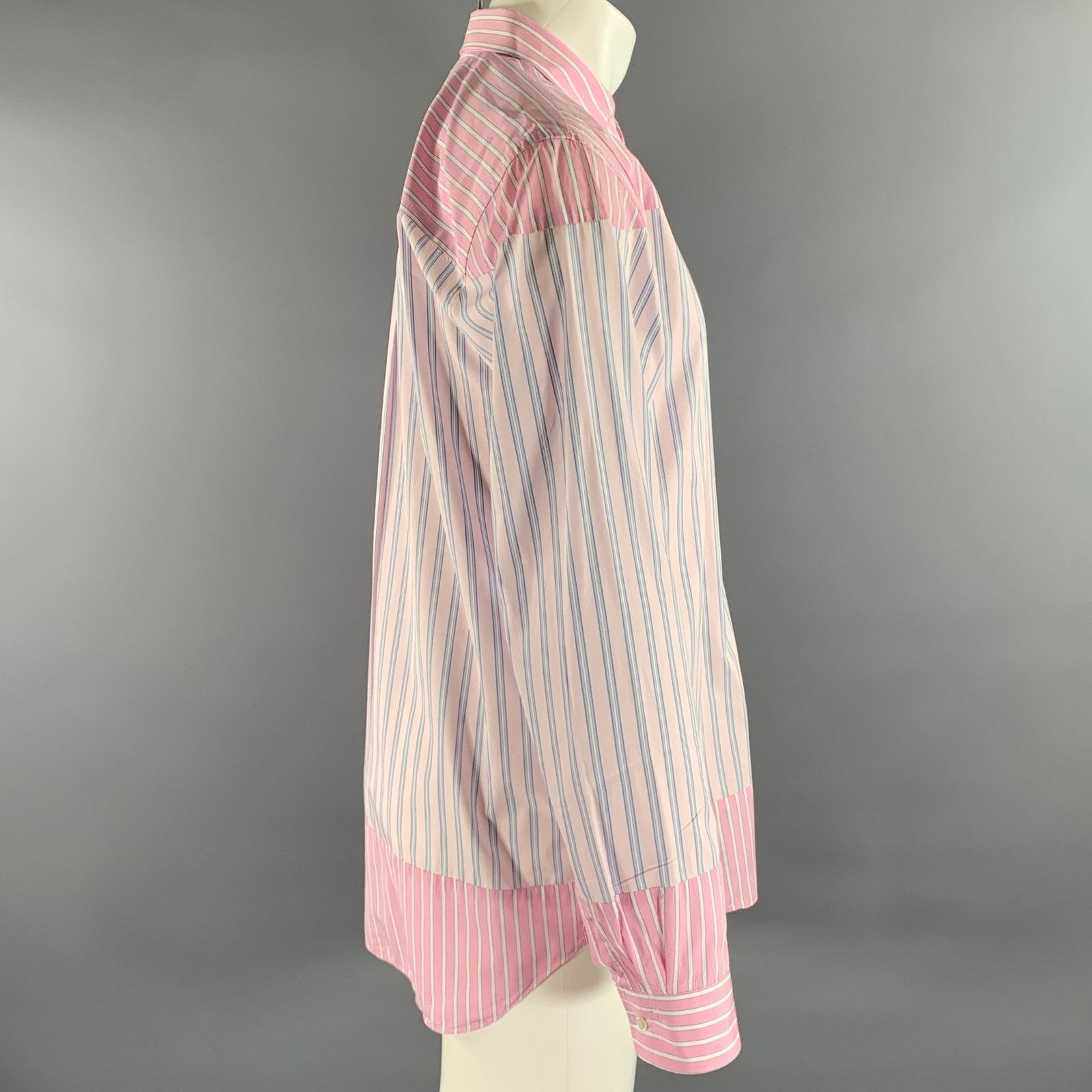 Comme des Garcons COMME des GARCONS Pink Blue Stripe Cotton Long Sleeve Shirt Size US XL / EU 56 / 4 - 3 Thumbnail