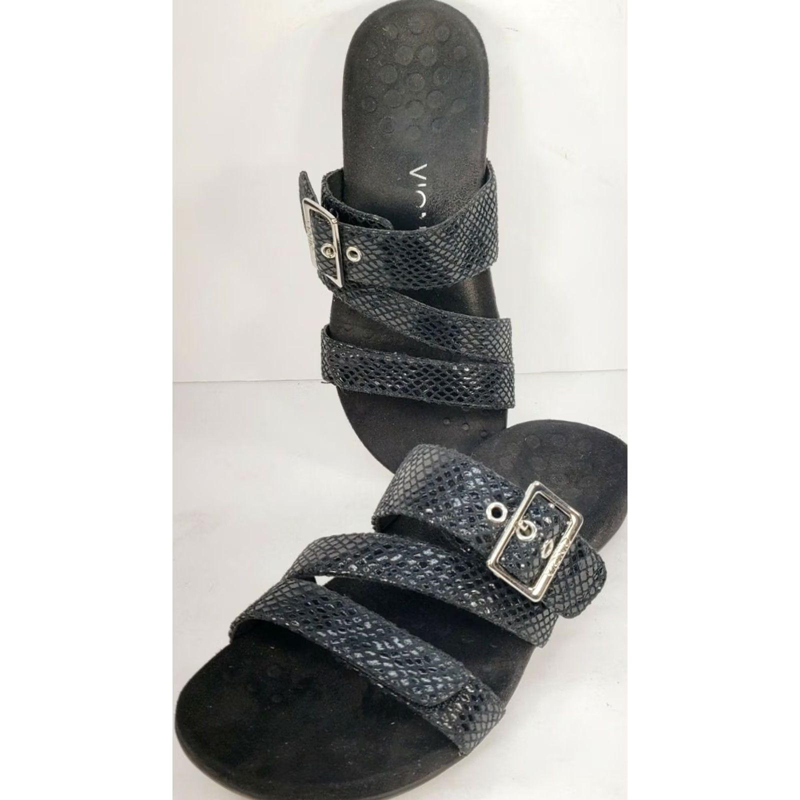 Vionic Vionic Skylar Womens Strappy Slide Sandals Black Buckle Shaped Insole Sz 6M Size US 6 / IT 36 - 2 Thumbnail