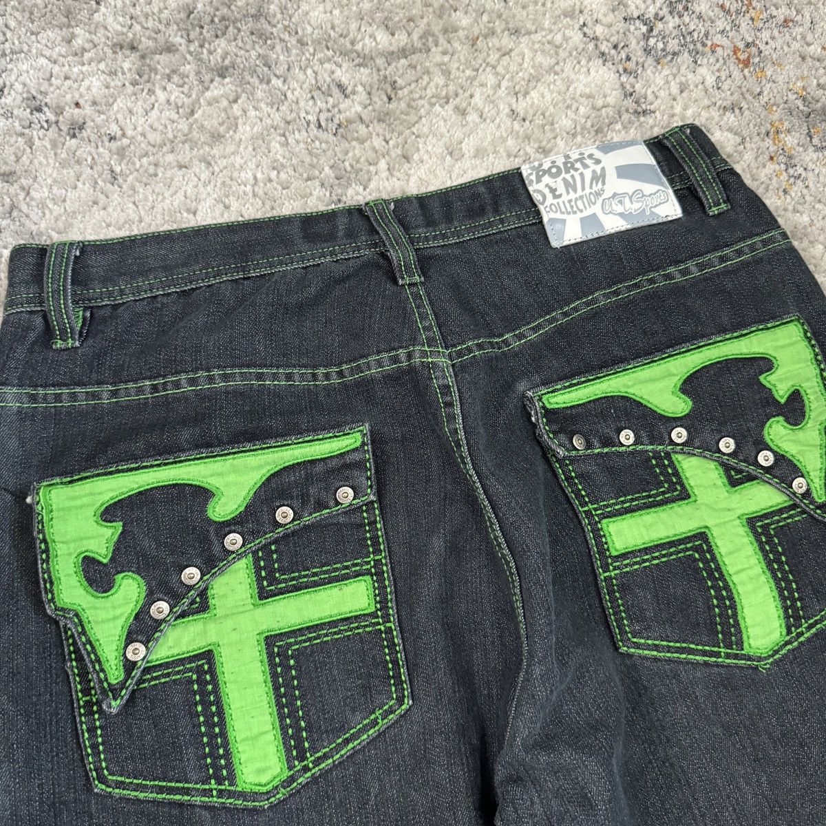 JNCO × Japanese Brand × Vintage Crazy Vintage cybergoth contrast stitch baggy wide leg short Size US 36 / EU 52 - 3 Thumbnail