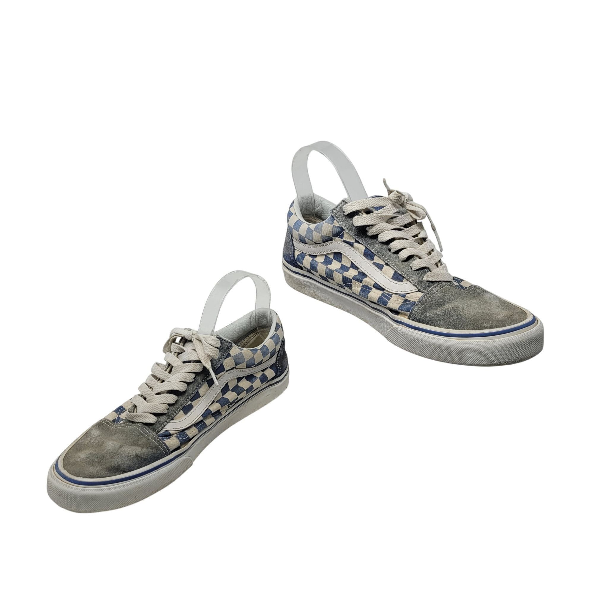 Vans Vans Blue White Suede Checkered Old Skool Sneakers Sz 9.5 Me Size US 9.5 / EU 42-43 - 13 Thumbnail