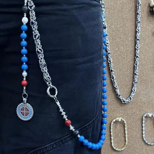 Jewelry Blue Beaded Wallet Chain Size ONE SIZE - 1 Thumbnail