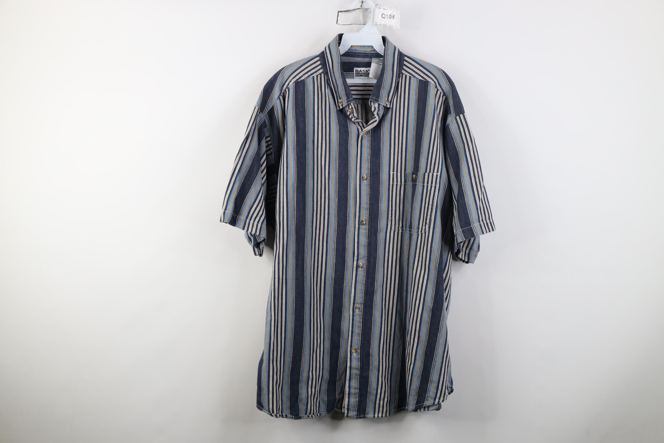 Vintage Vintage 90s Streetwear Block Denim Button Down Shirt Cotton Size US XL / EU 56 / 4 - 1 Thumbnail