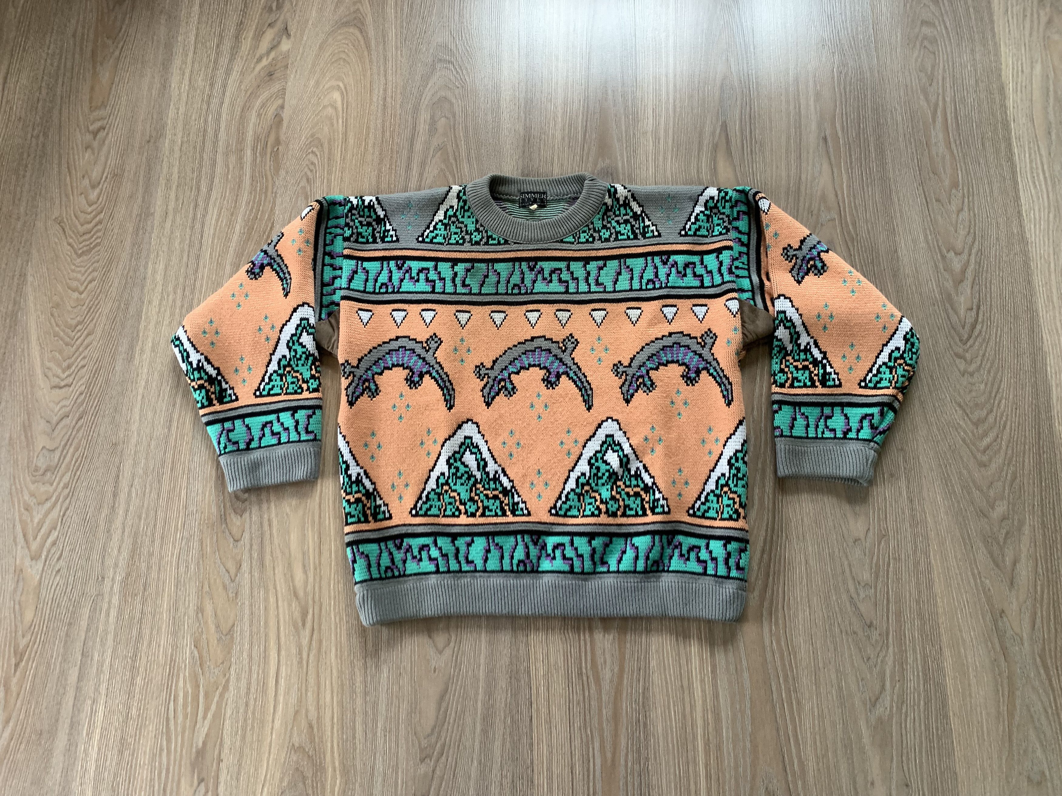 Vintage Vintage Simmer Style Knit Wool Printed Sweater Size US L / EU 52-54 / 3 - 1 Thumbnail