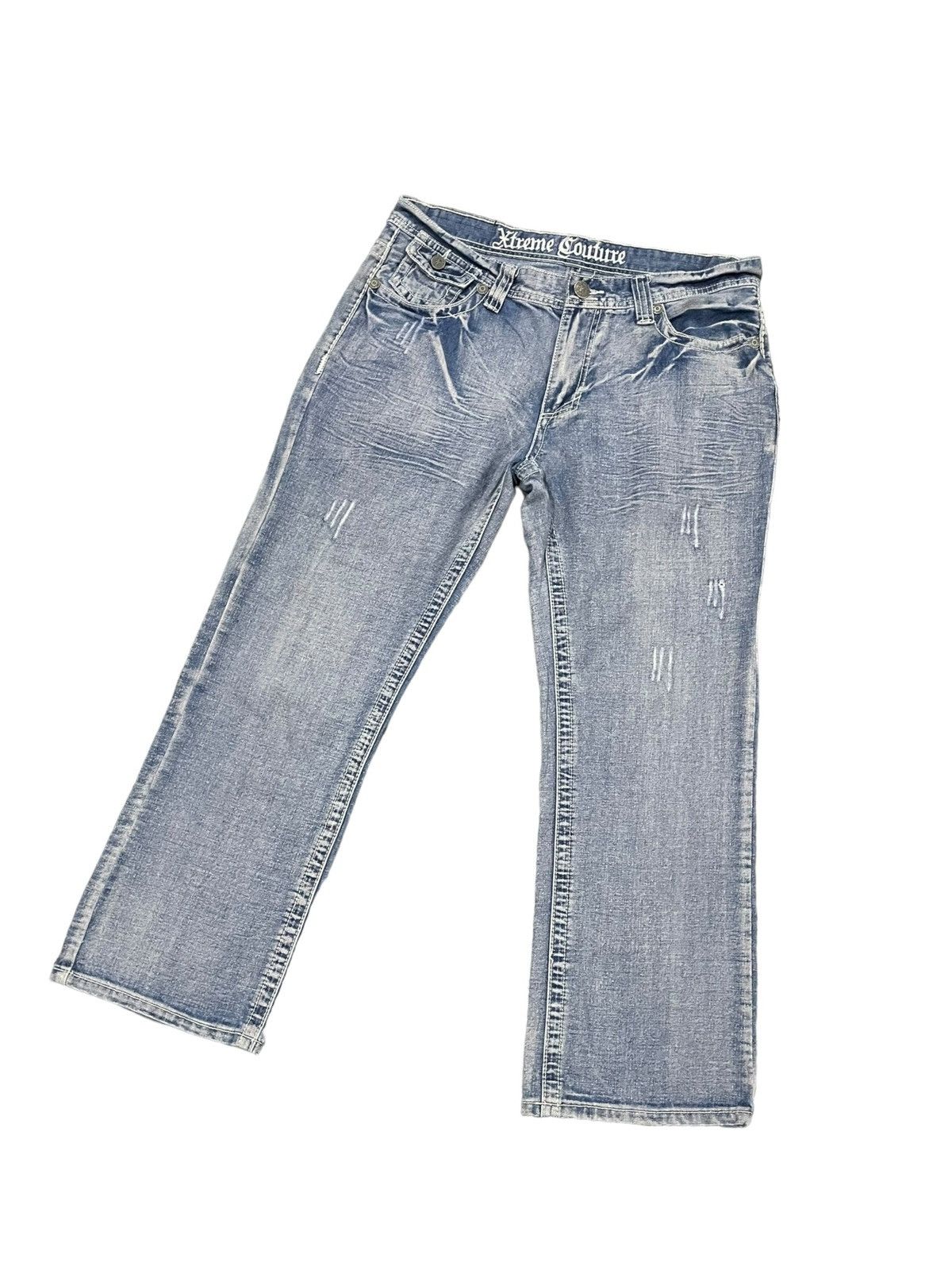 If Six Was Nine Xtreme Couture Cross Pocket Jeans Size US 35 - 11 Thumbnail