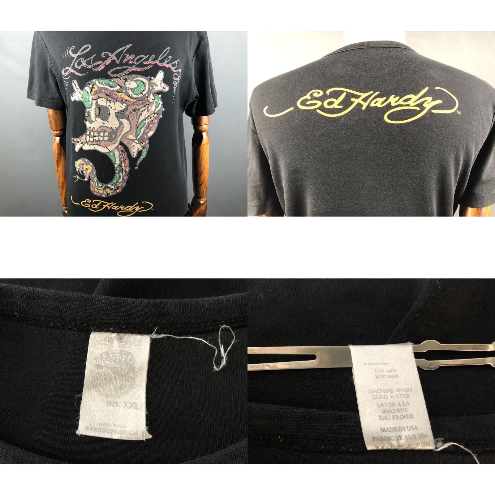 Ed Hardy Ed Hardy T-Shirt Men XXL Black Printed Cotton Crew Neck Short Sleeve Logo Rhinestone Vintage: No Size US XXL / EU 58 / 5 - 8 Thumbnail