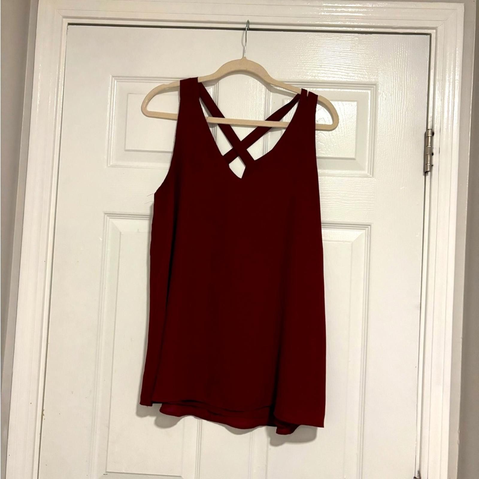 Other Adrienne Deep Red Cross-Back Tank Top Size L / US 10 / IT 46 - 1 Thumbnail