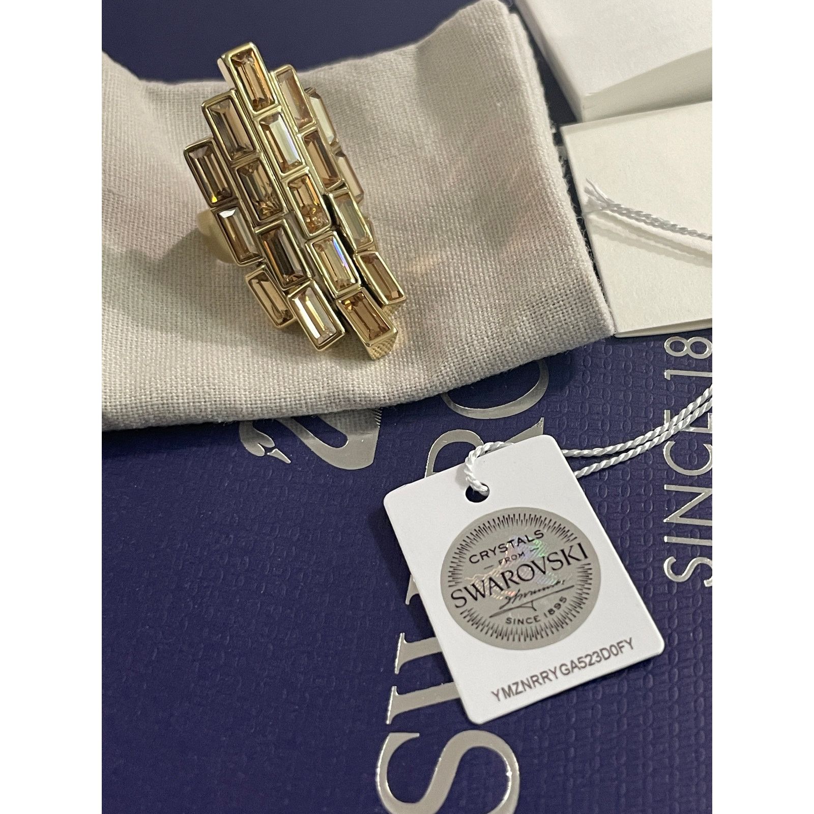 Swarovski Swarovski Atelier Fluid Azzurro Ring Golden Size 6/52 Size ONE SIZE - 5 Thumbnail