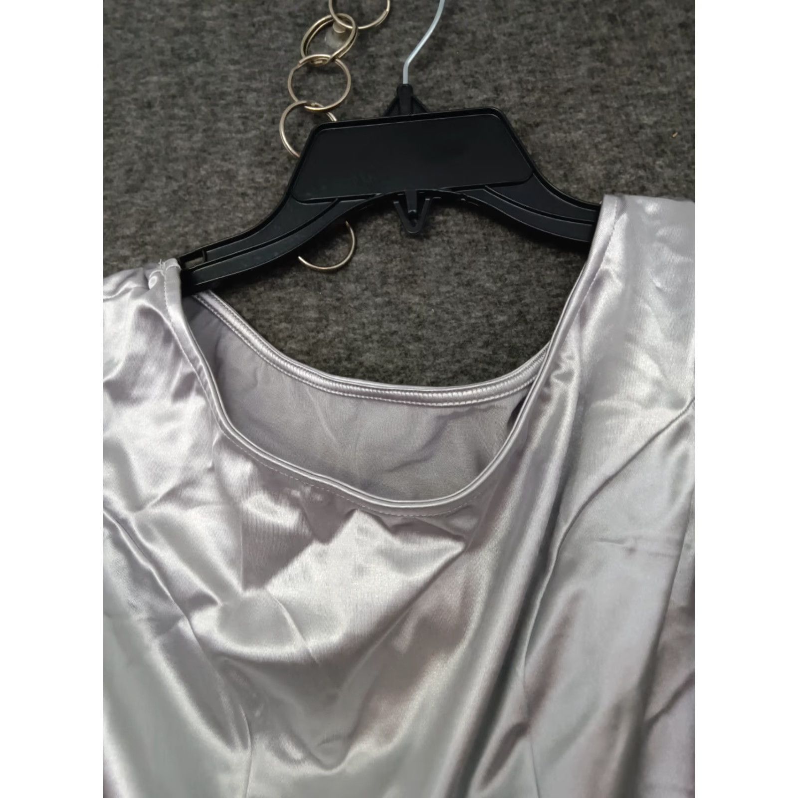 Vintage Dress Women's M Metallic Gray Ruched Party Midi Sleeveless Wrap Belt - Unbranded - Sheath - Regular - Gray - Dress Size M / US 6-8 / IT 42-44 - 3 Thumbnail